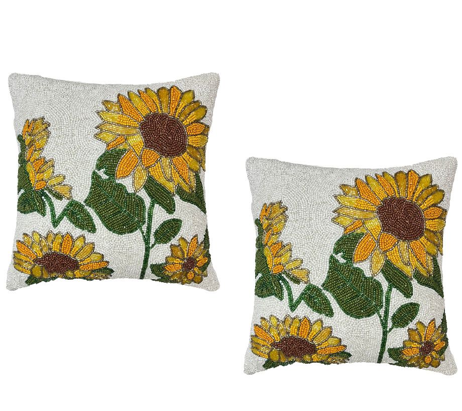 "As Is" Temp-tations Harvest Set of (2) 14" Beaded Pillows