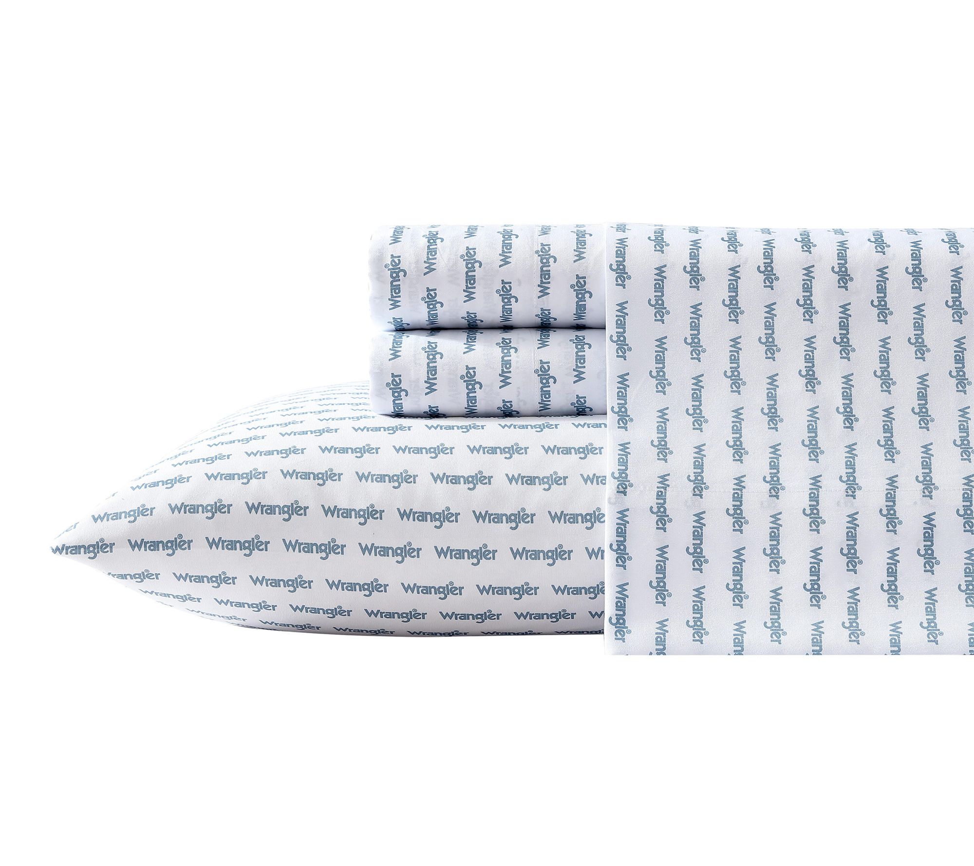 Wrangler Stamped Logo Blue Full Microfiber Sheet Set