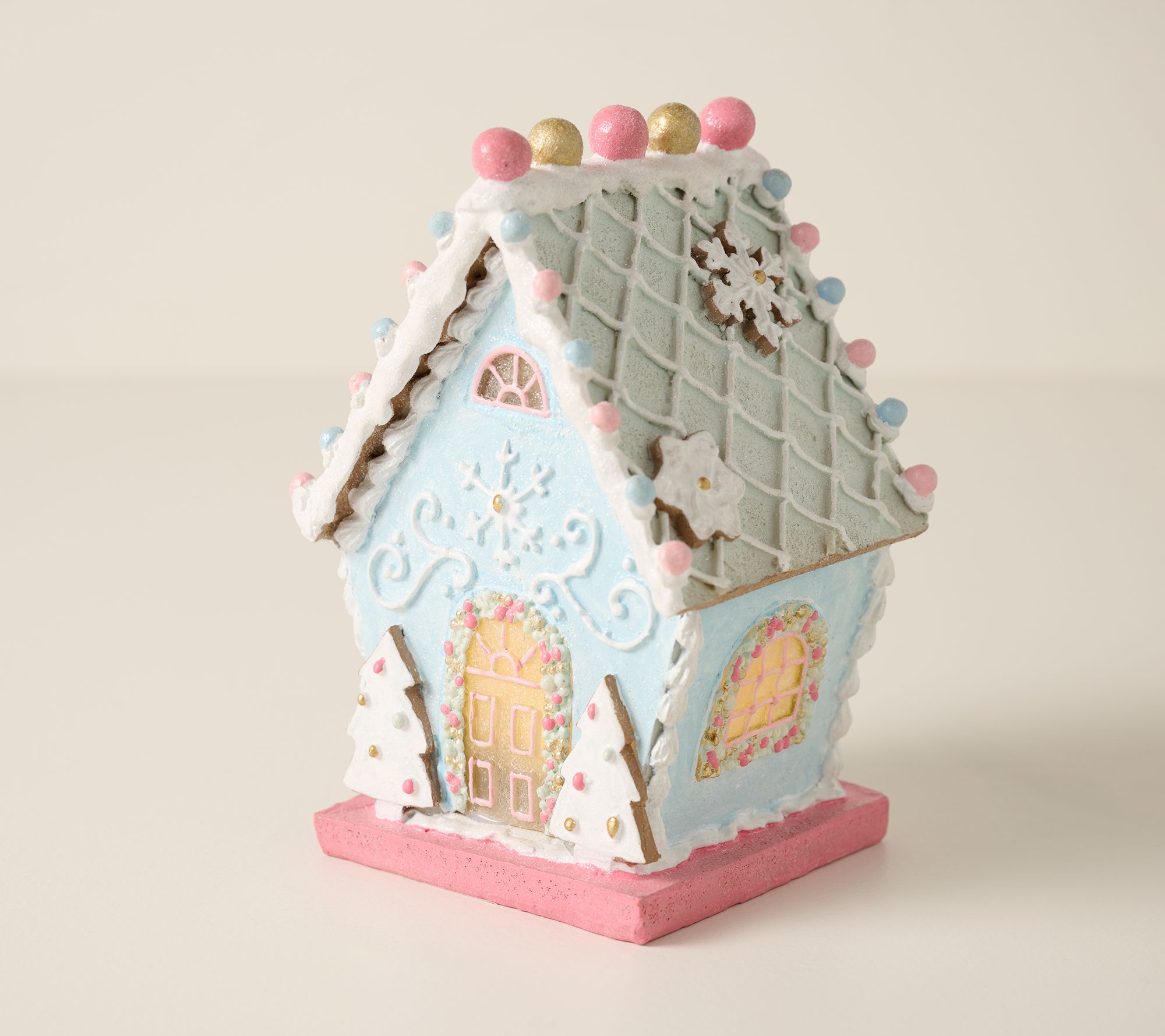 8" Illuminated Gingerbread House with Trees by Valerie