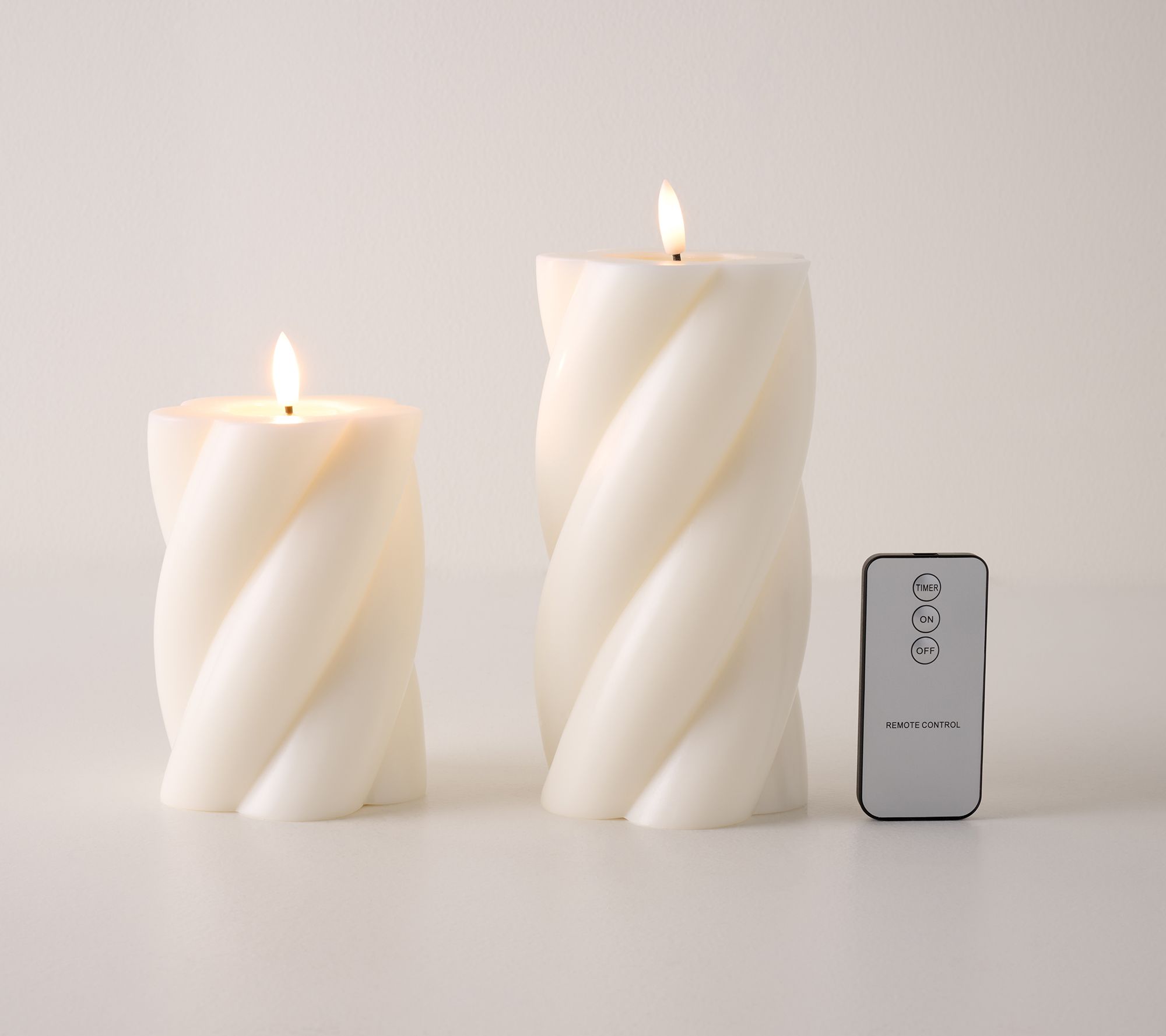 Set of 2 Twisted Flameless Pillar Candles by Kim Gravel