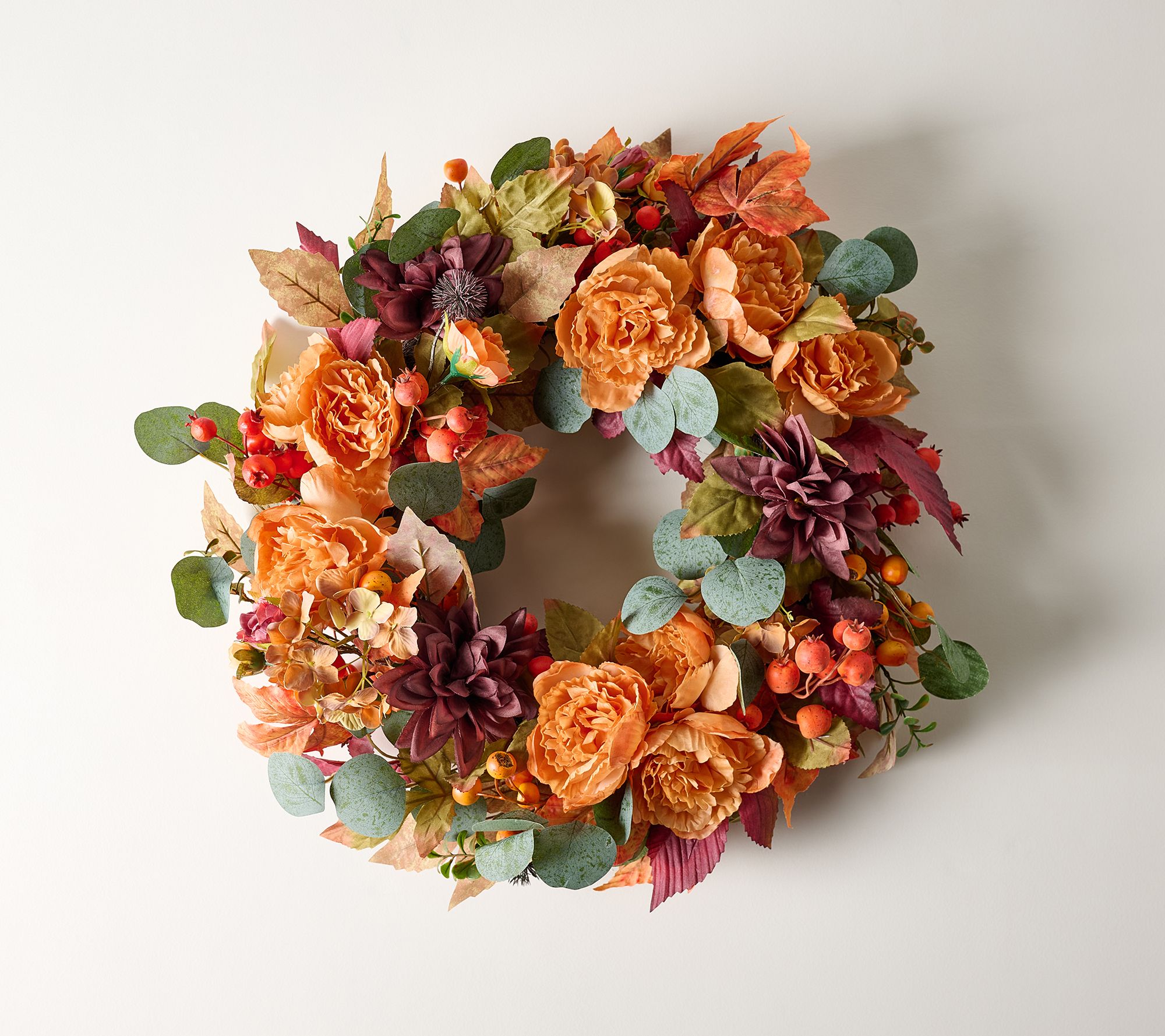 24" Autumn Tapestry Ranunculus& Daliah Wreath by Valerie