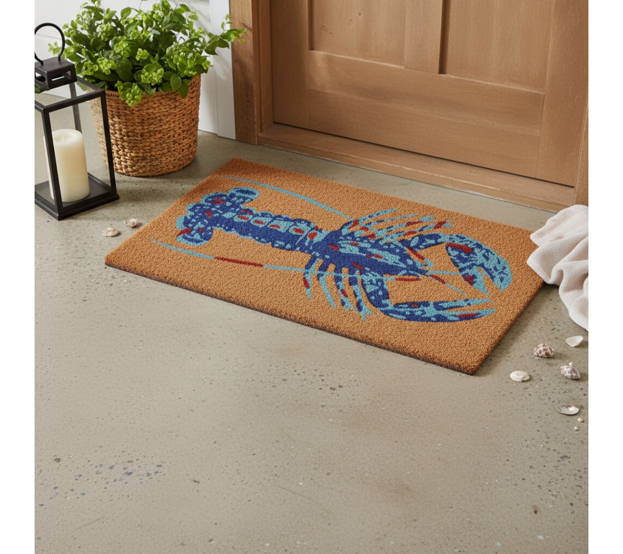  HomeRoots 16" X 30" Blue Lobster Coir Door Mat