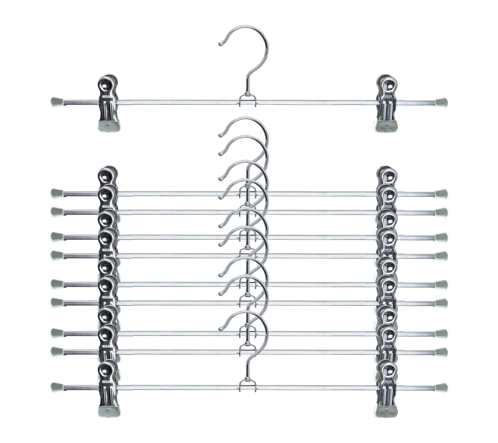 MAWA 10pc 16inch Pant/Skirt Adjustable Clip Hanger
