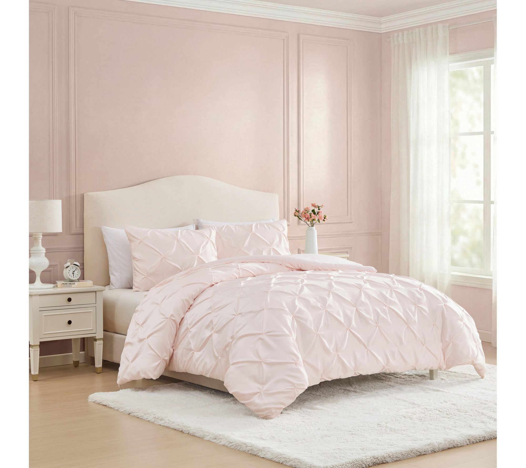 Laura Ashley Solid Pink TwinXL Comforter Set