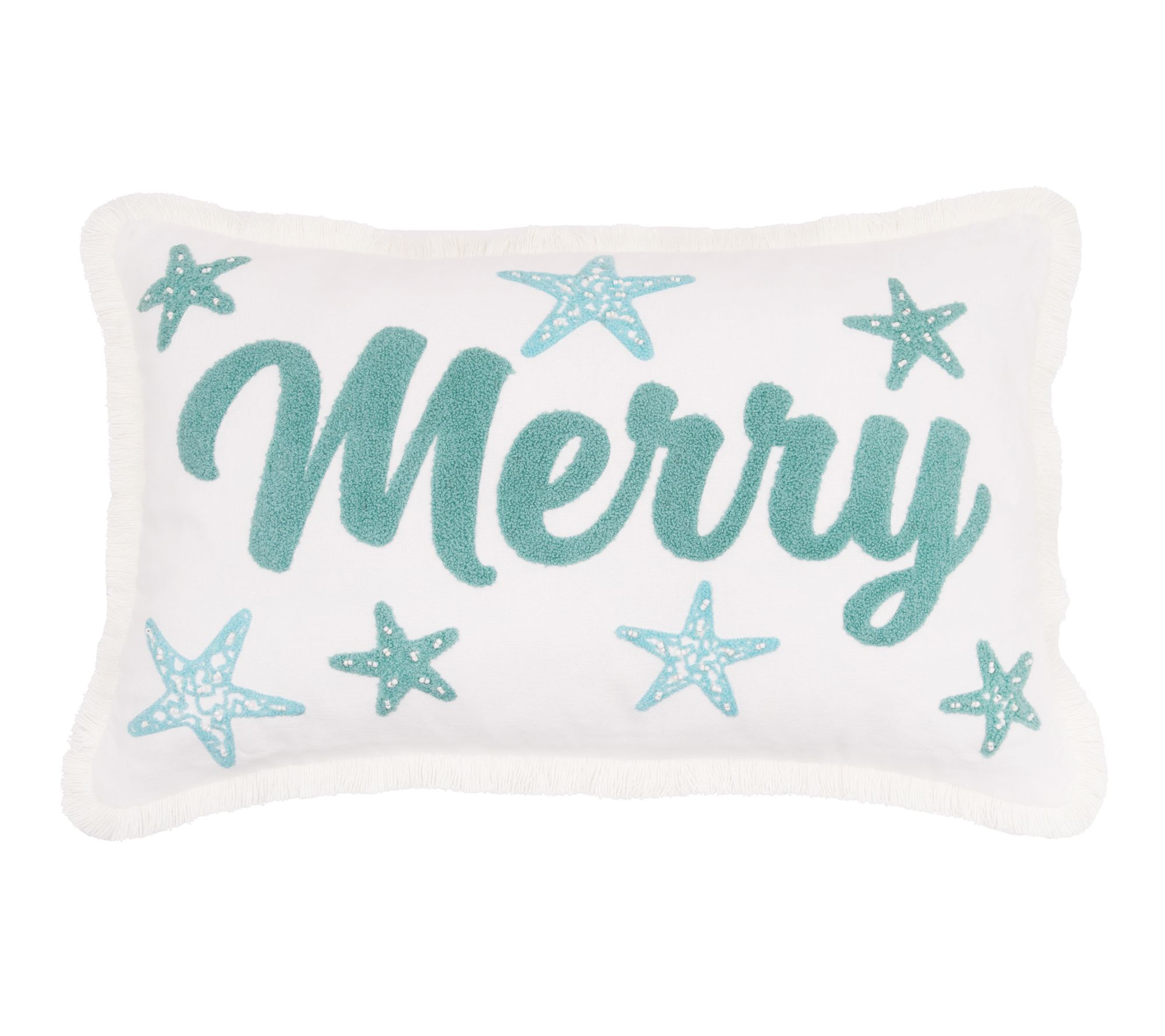 Merry Starfish Lumbar Throw Pillow by Valerie