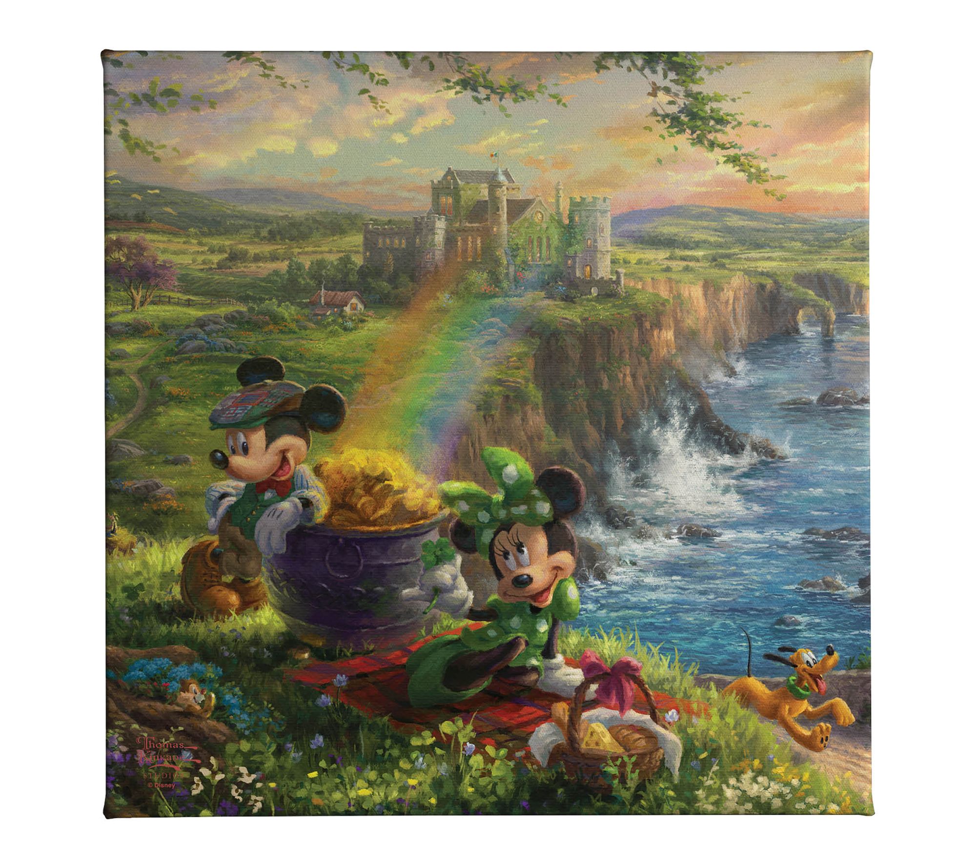 Thomas Kinkade Mickey & Minnie in Ireland 14x14 Gallery Wrap
