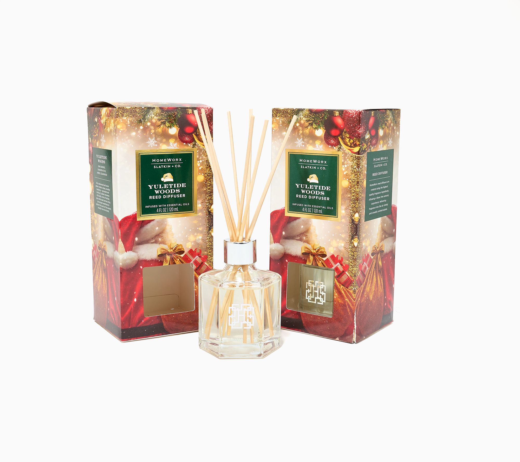 HomeWorx by Slatkin + Co. S/2 Yuletide Woods Reed Diffusers