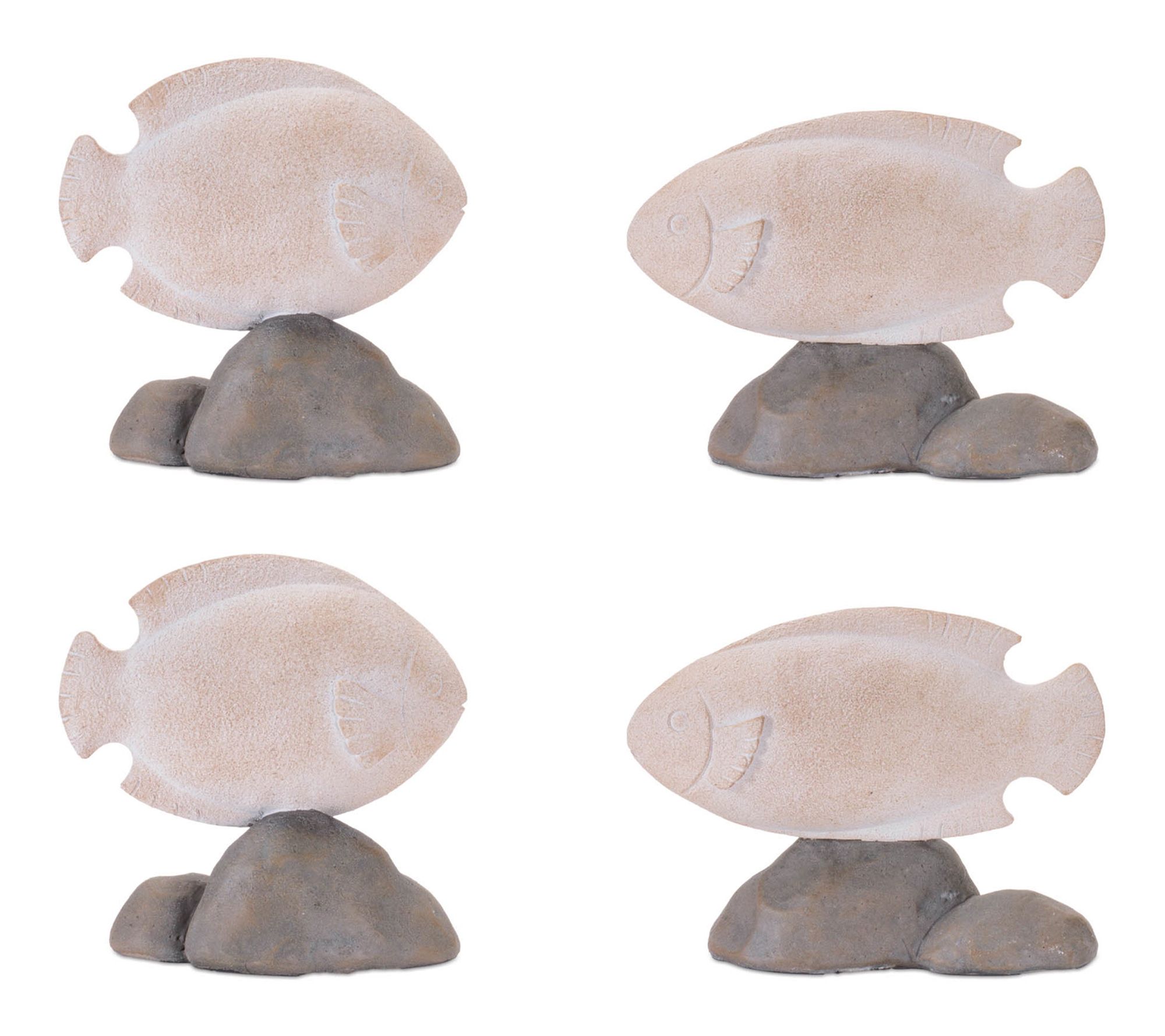 HomeRoots Set of 4 Beige Gray Polyresin Fish Figurines