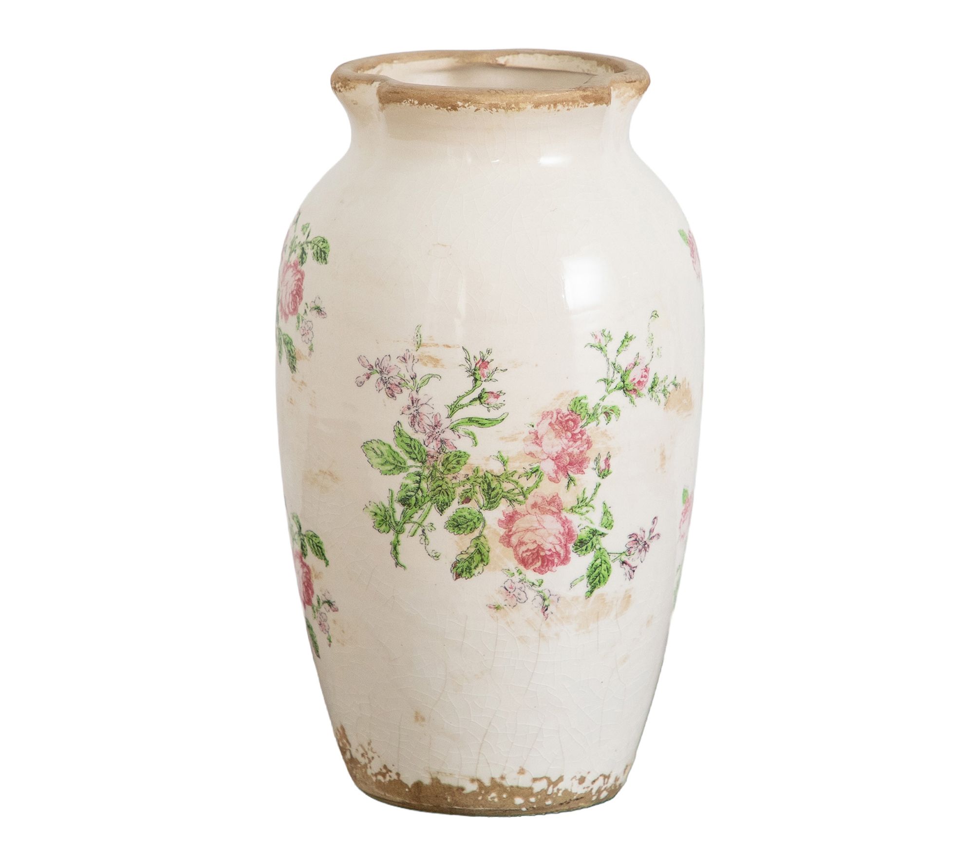 10-in Ceramic Flower Print Urn by Nearly Natural