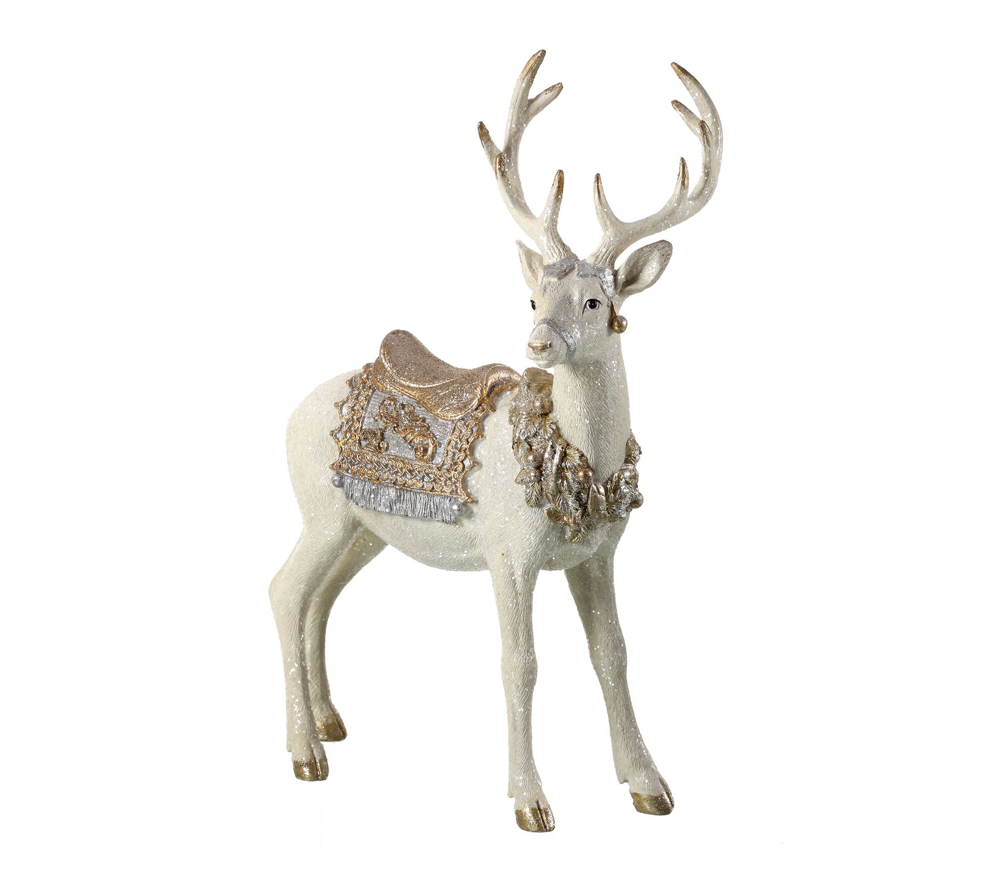 16" Resin Standing Deer Glitter Saddle by Valerie
