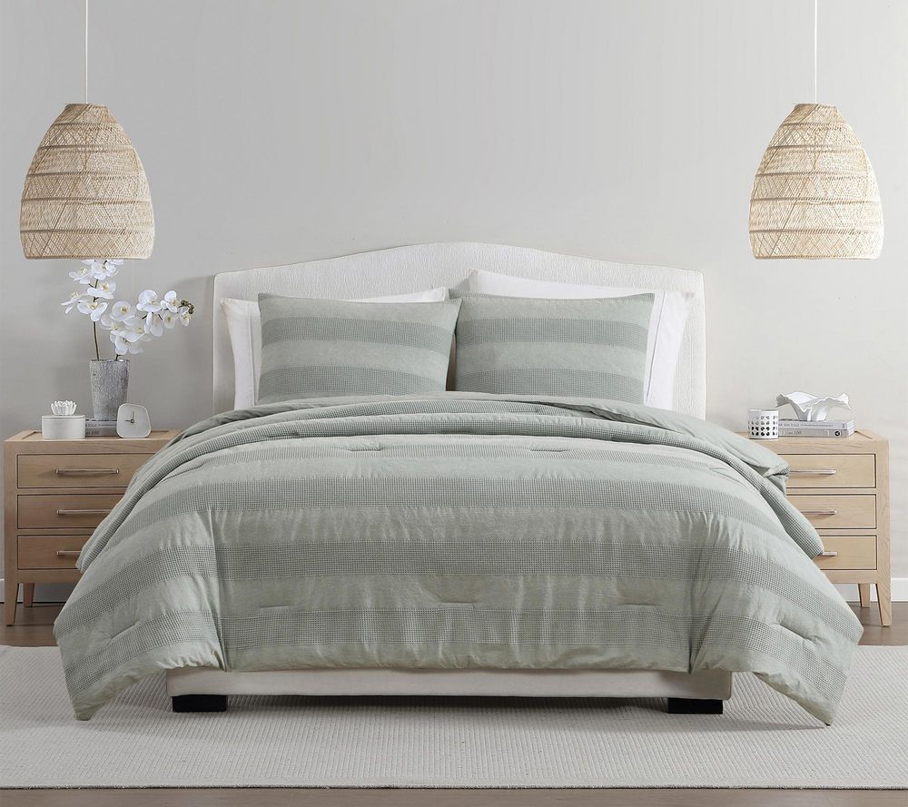 Palm Aire Harbor 3-Pc Stripe Cotton Comforter Set, F/Q
