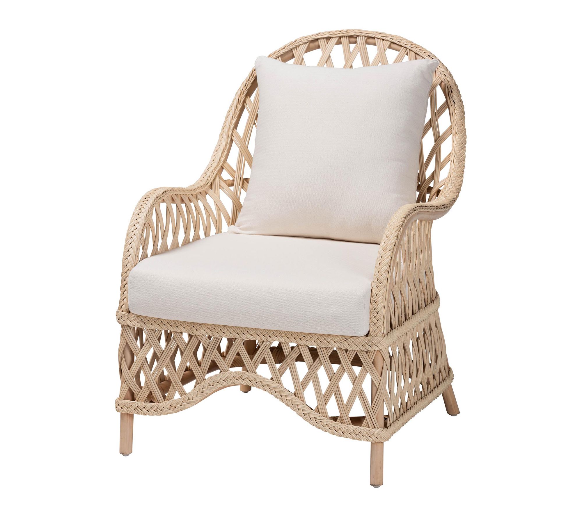 bali & pari Florence Ivory Braided Rattan Arm Chair