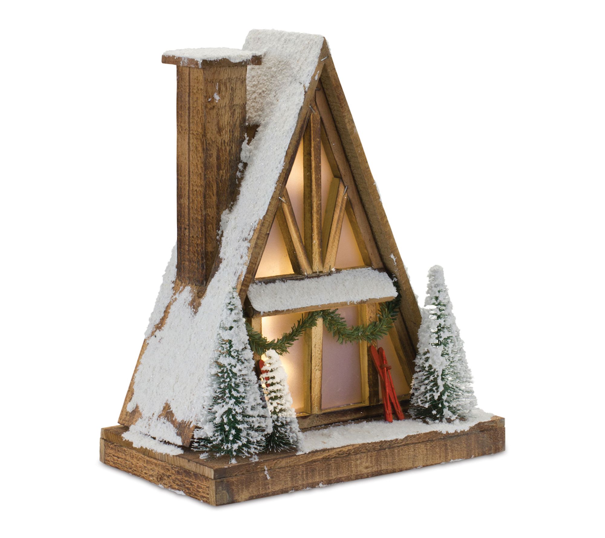 Melrose Vintage A-Frame Ski Lodge Lighted Display 16.5"H