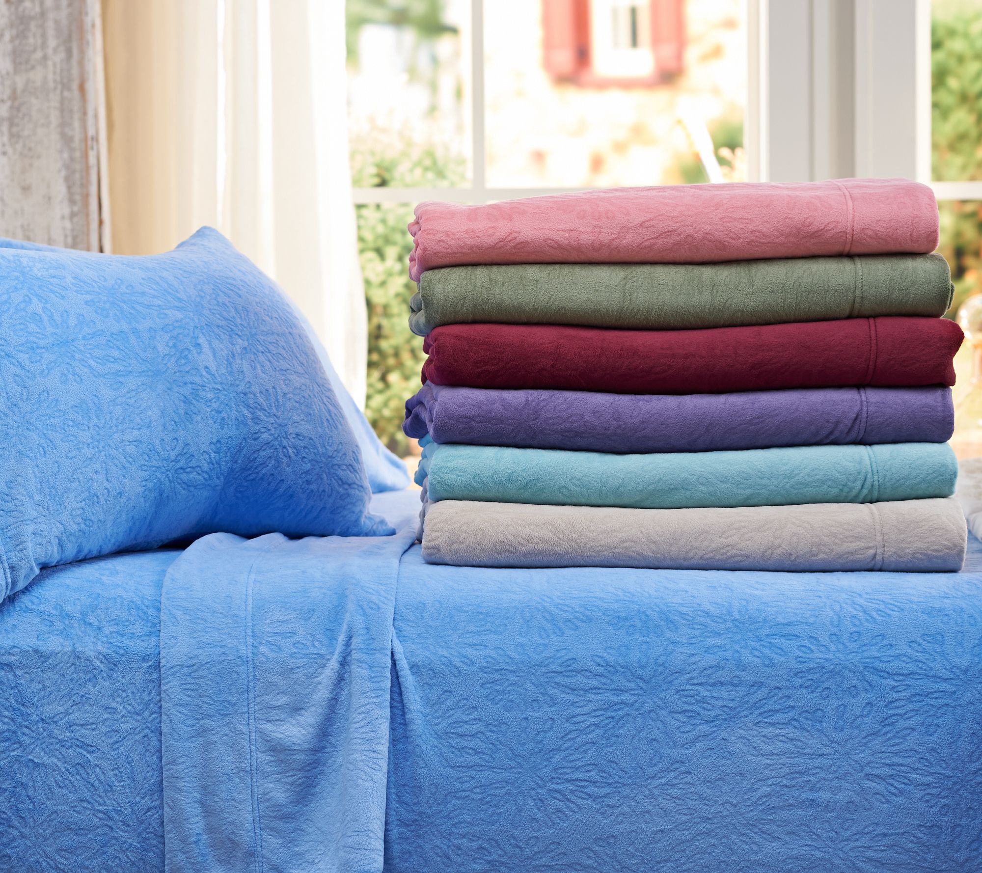 Malden Mills Polar Fleece Mum Laser Cut Twin XL Sheet Set - QVC.com