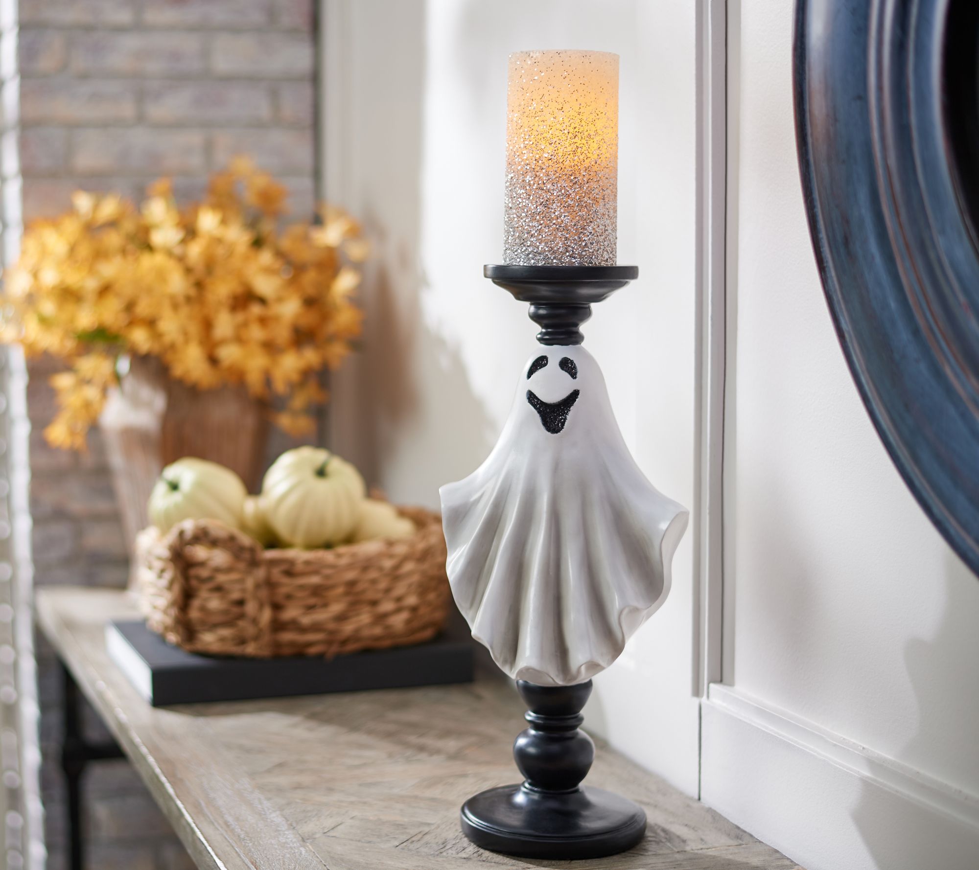 Hay & Harvest Figural Candle Pillar with Flameless Candle