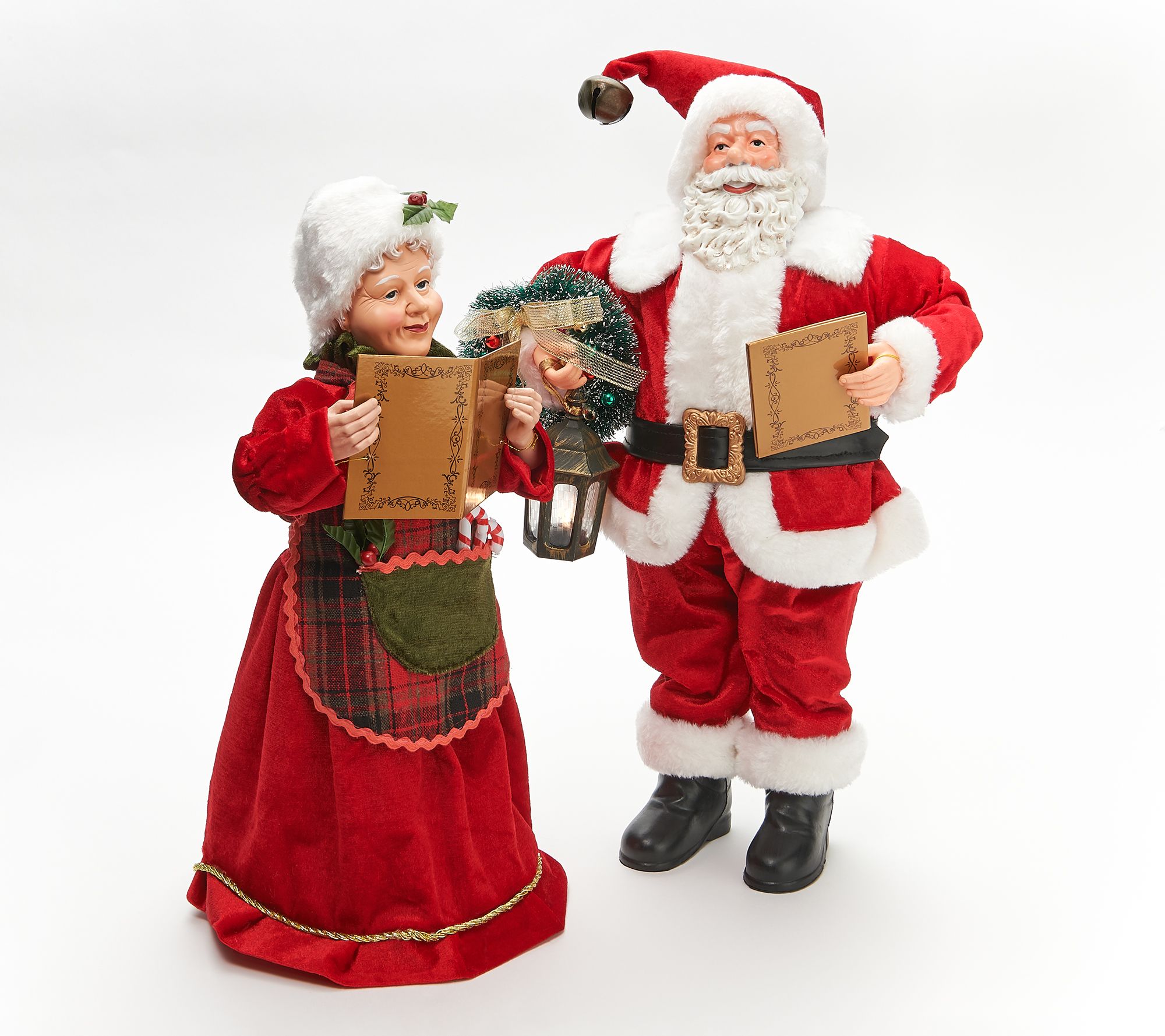 Set Of 2 Caroling Mr And Mrs Claus Figures By Valerie 1040