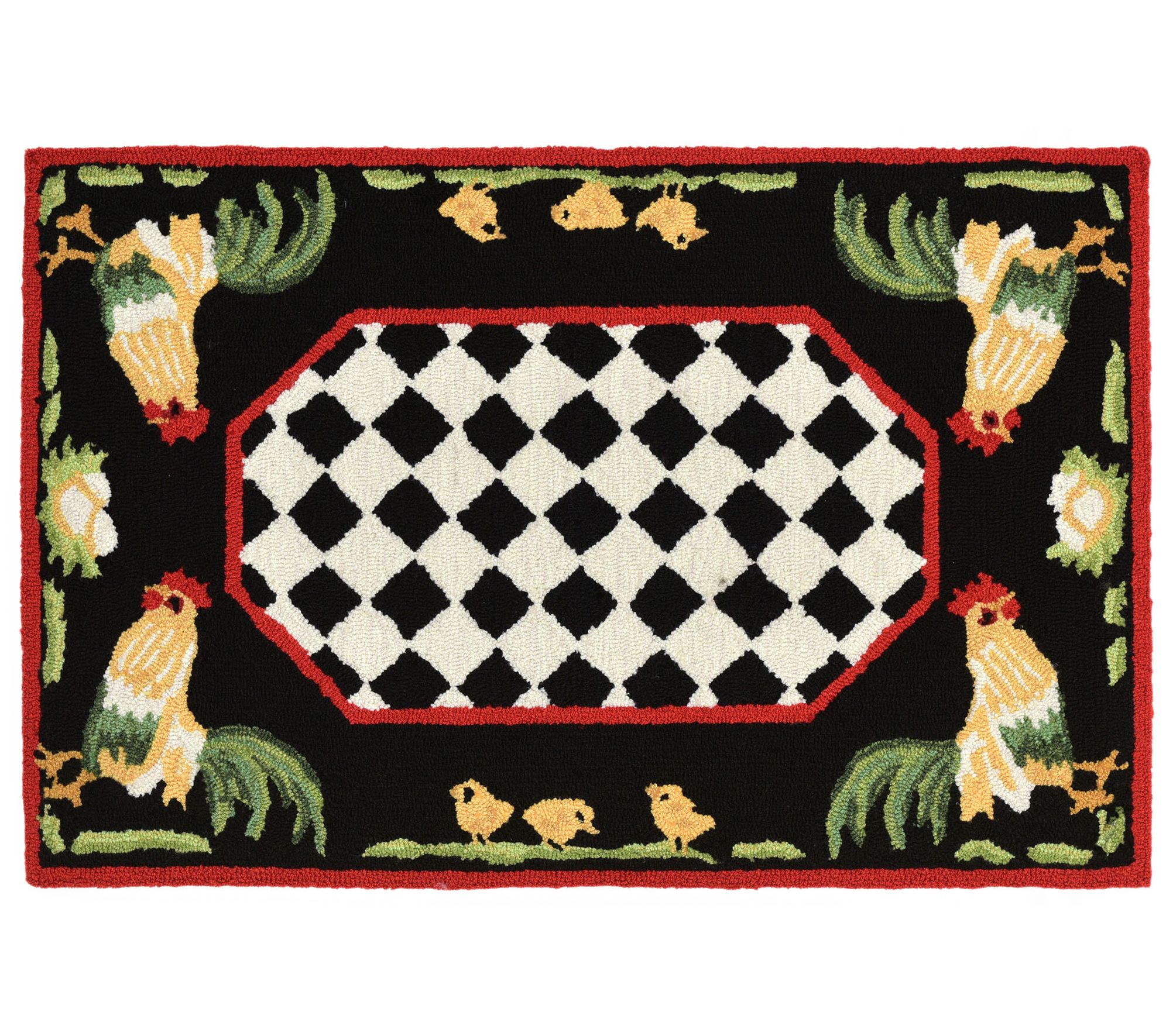 Liora Manne Frontporch Rooster In-Out Rug Black24" x 36"