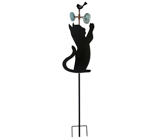 Sunset Vista Designs Black Cat Silhouette Garden Stake Spinner