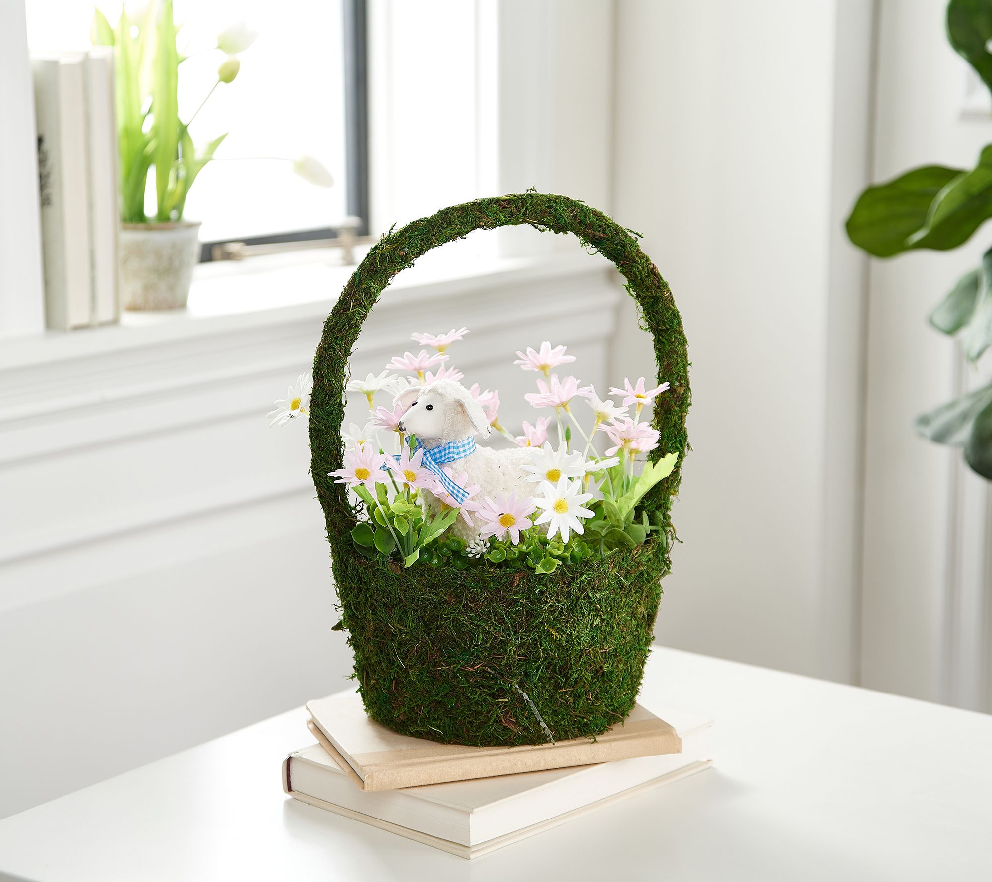 Moss Basket with Animal and Flowers by Valerie