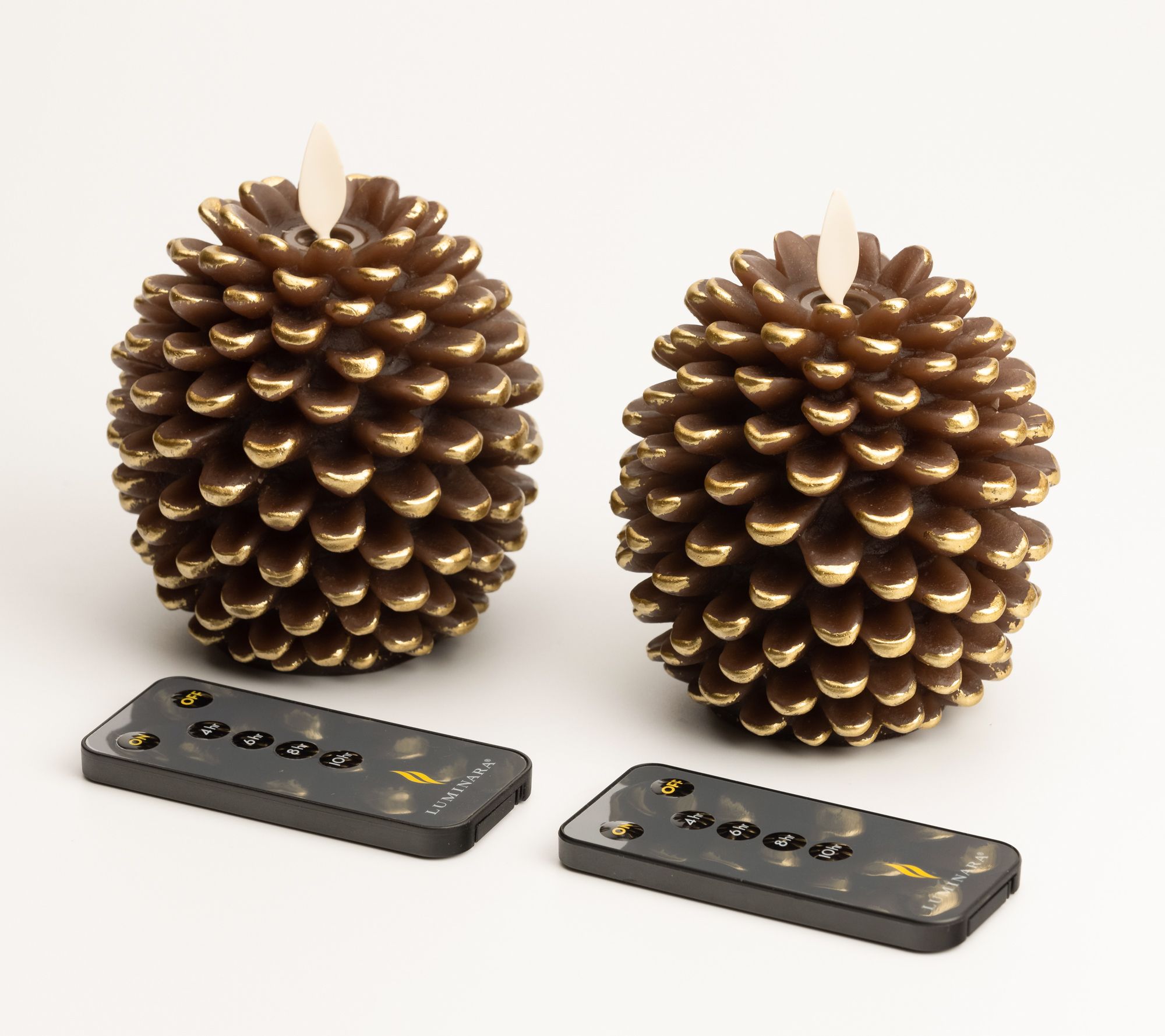 Luminara Set of (2) Flameless Pinecone Candle s & (2) Remotes