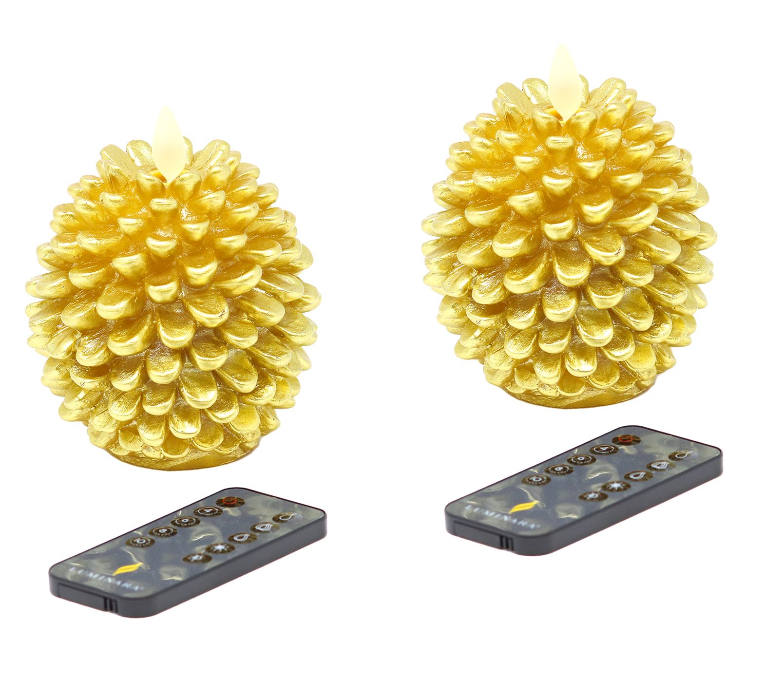 Luminara Set of (2) Flameless Pinecone Candles & (2) Remotes