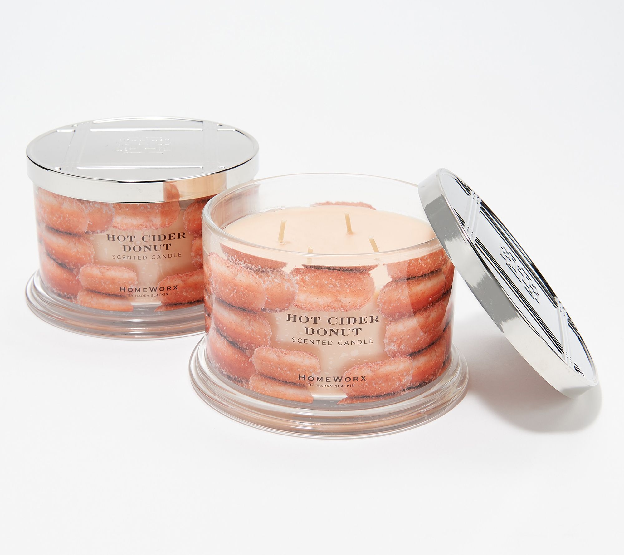 HomeWorx by Harry Slatkin S/2 Hot Cider Donut 18oz Candles - QVC.com