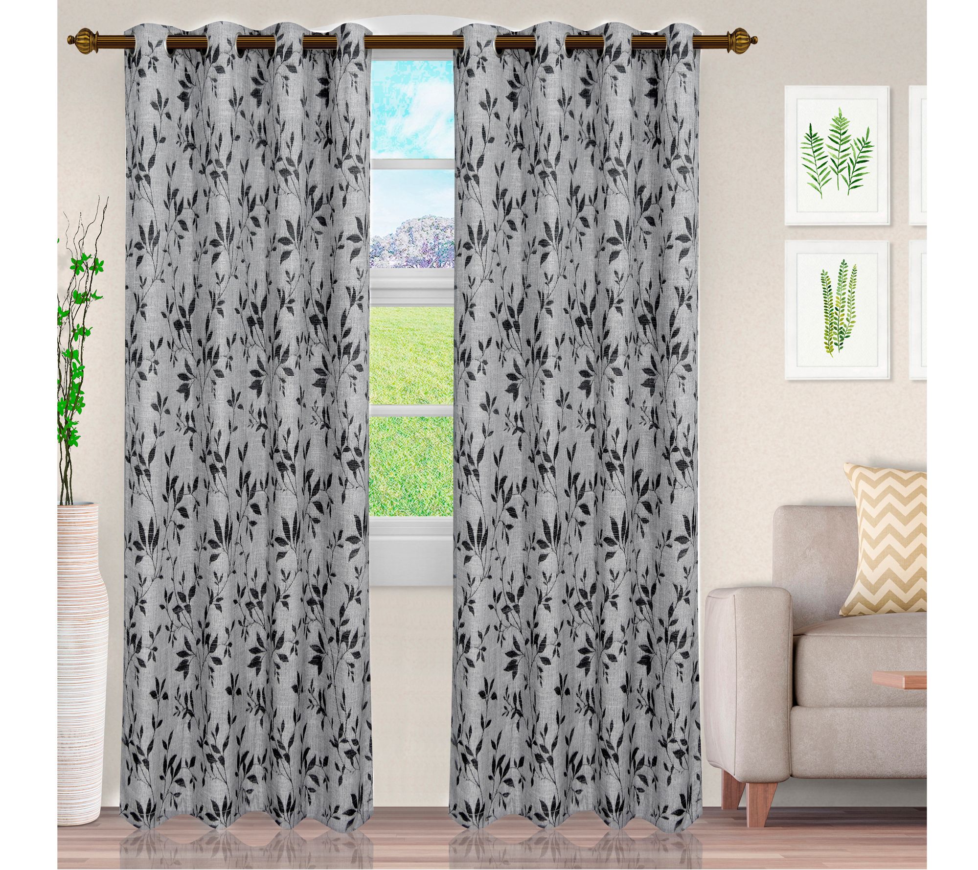 Set of Two McKenzie Blackout Thermal Insulated Top Grommet Window Curtain Panels 