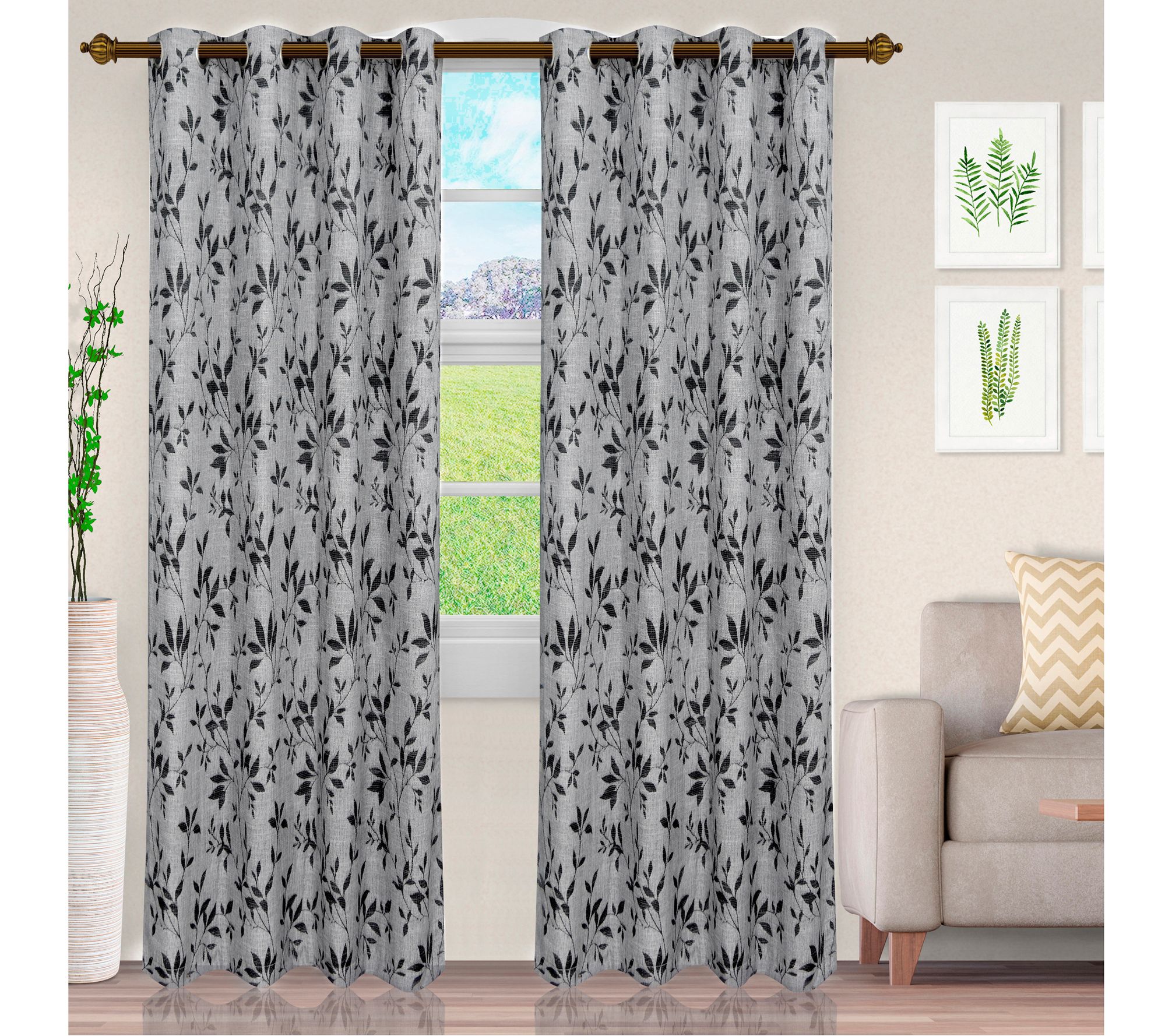 Superior Ghera Curtain Panel with Grommet Top Header, 52 X 96