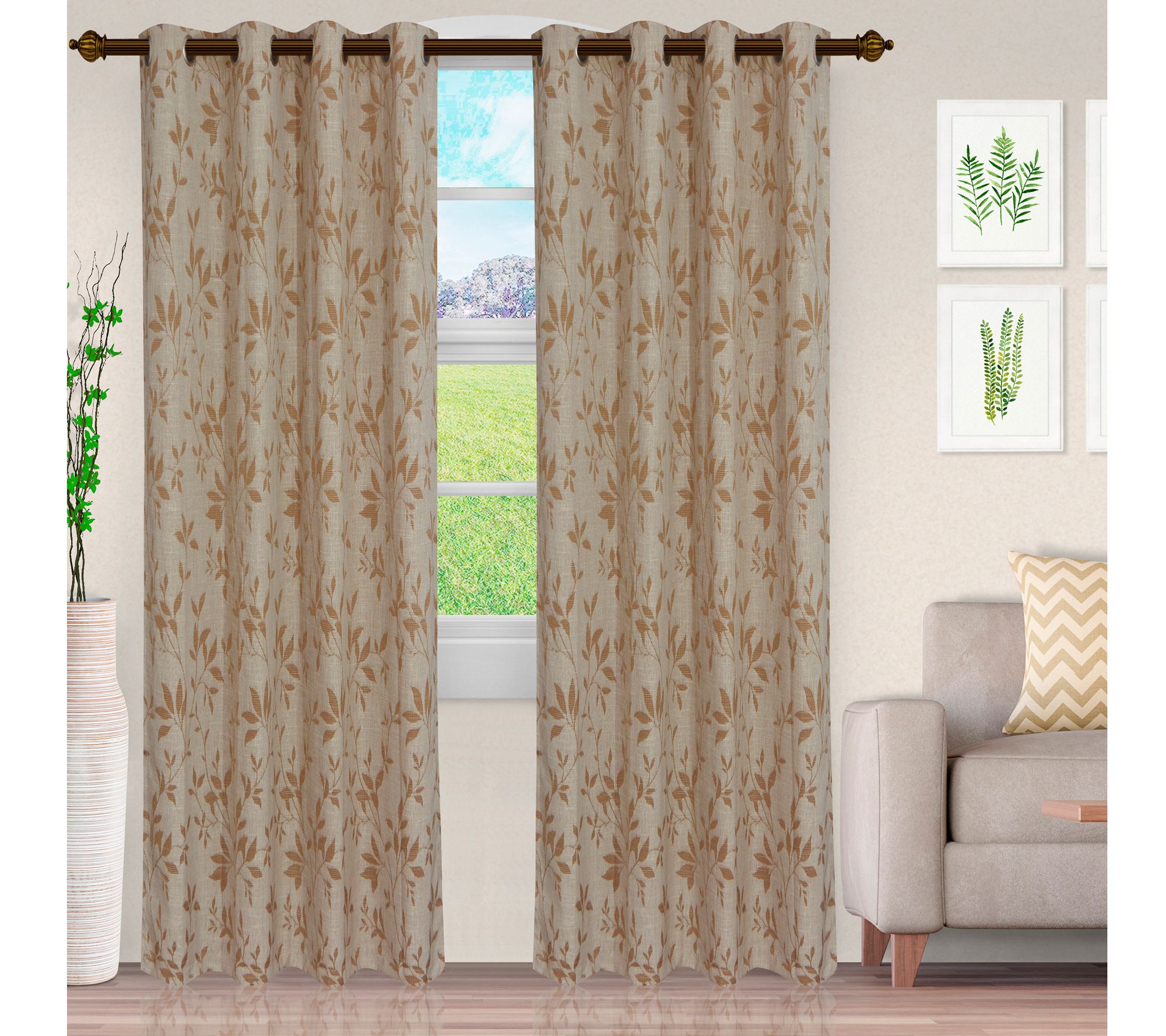 Superior Ghera Curtain Panel with Grommet Top Header, 52 X 96