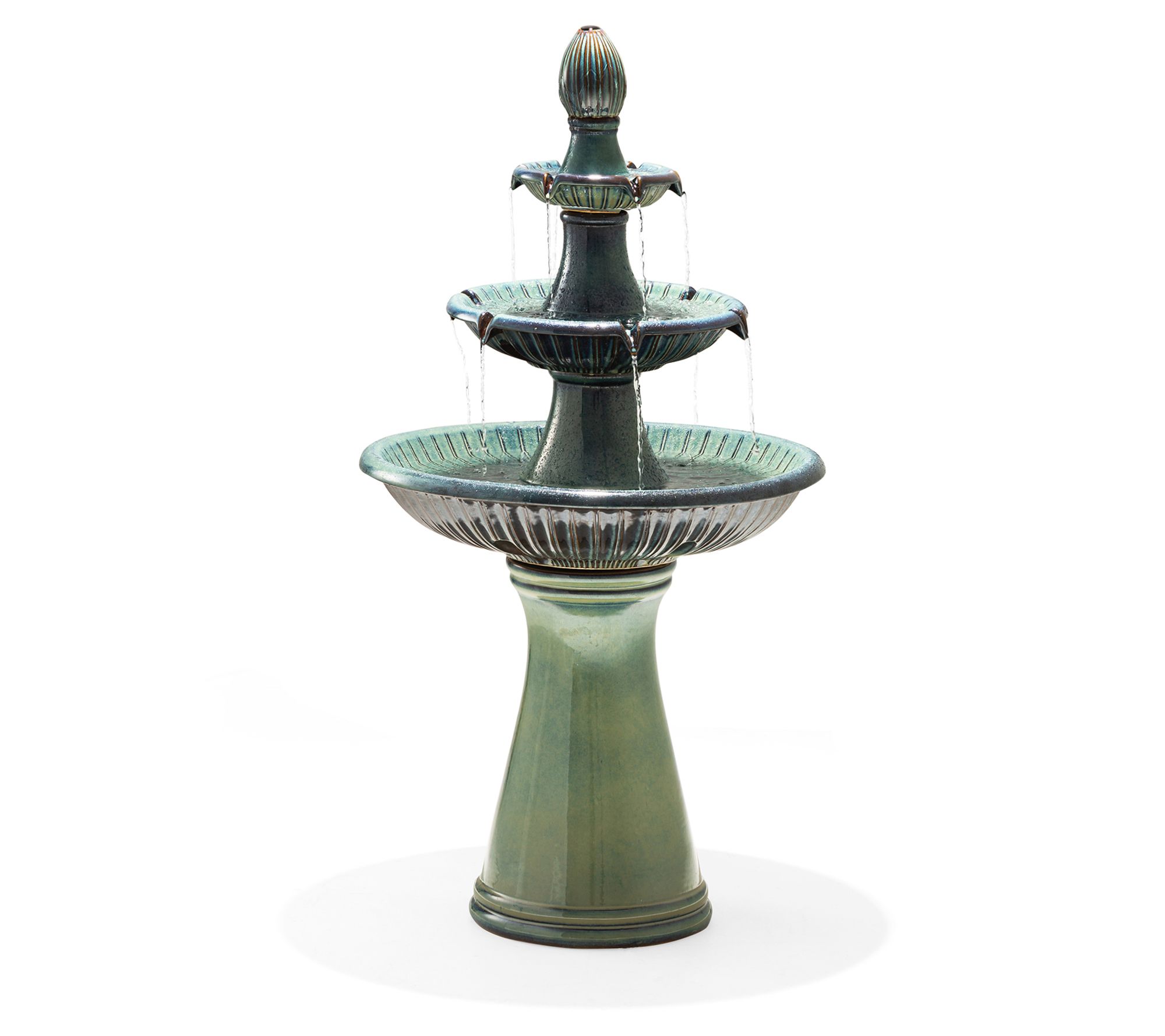 Glitzhome LED Lighted 3-Tier Ceramic Outdoor Ga den Fountain