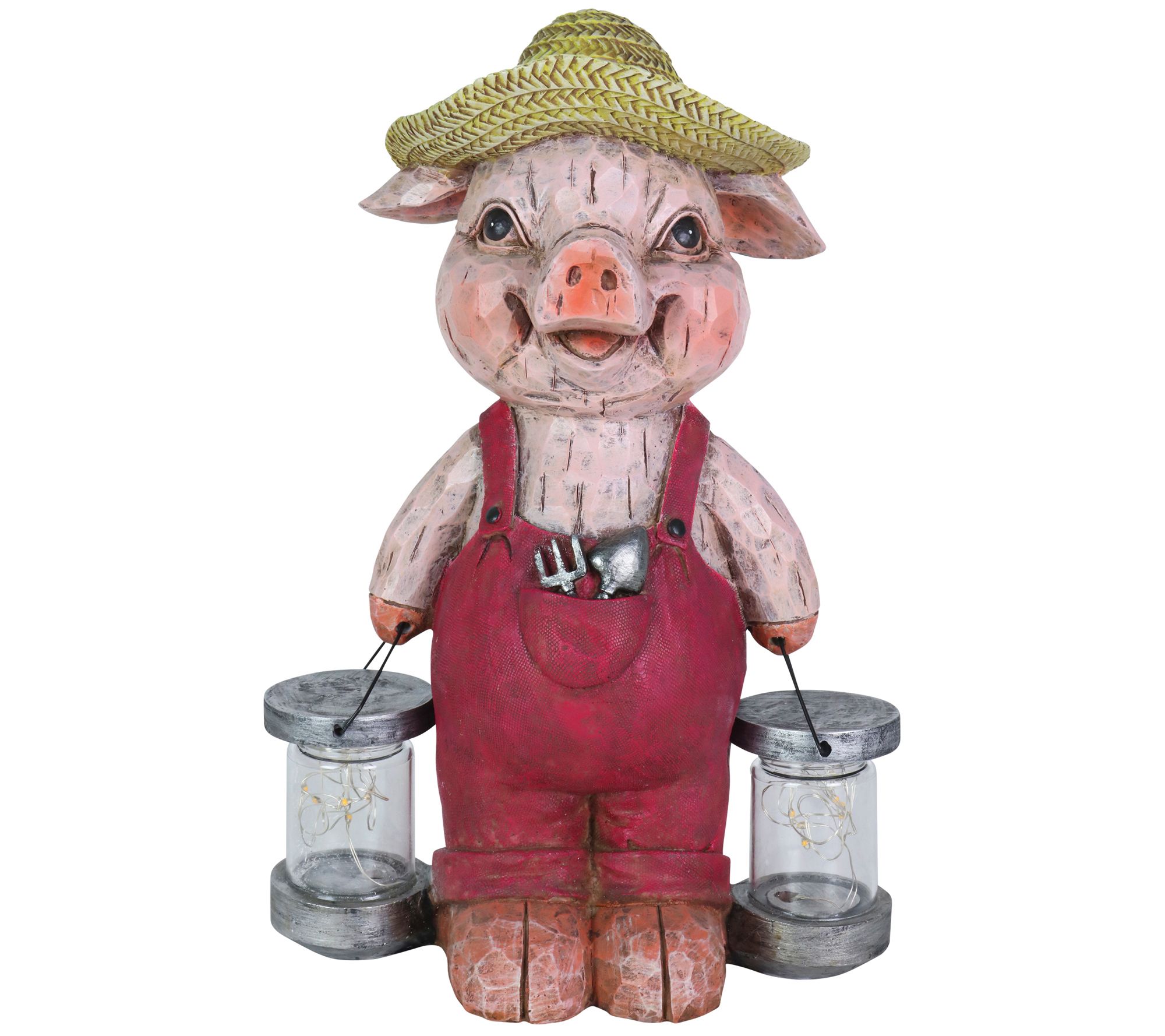 Exhart Solar Farmhouse Firefly Pig Statue