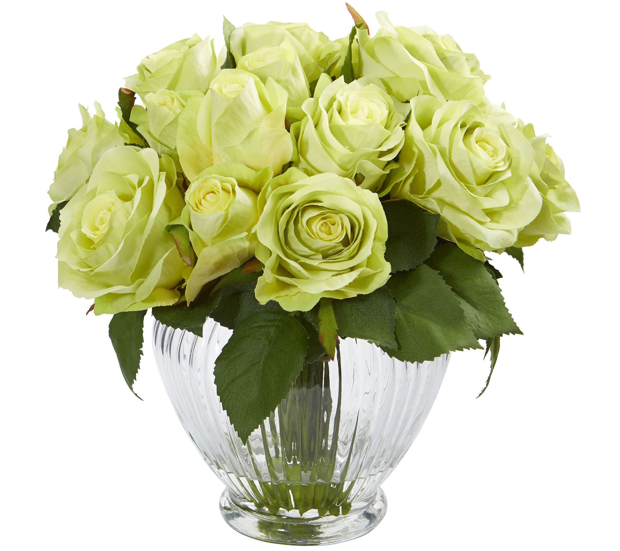 9" Rose Floral Arrangement in Glass Vase by Nearly Natural