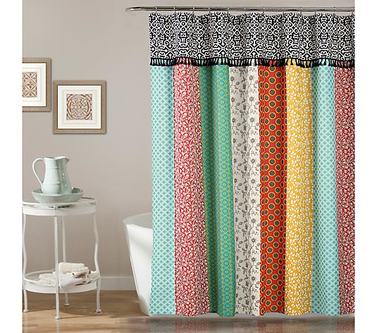 Boho Patch 72 X 70 Shower Curtain By, Lush Decor Boho Stripe Shower Curtain