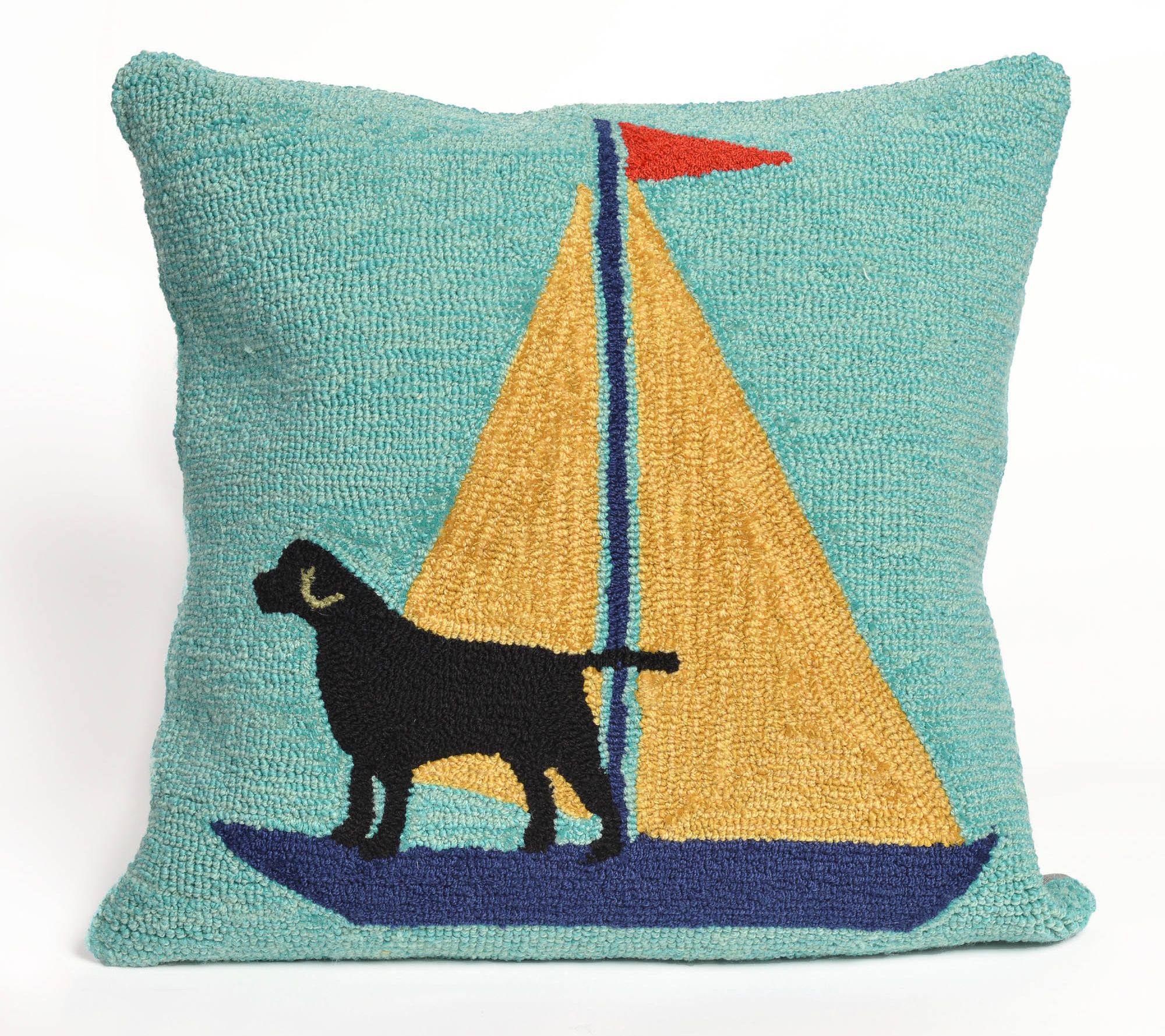 Liora Manne Frontporch Sailing Dog In/Out Yellow 18" x 18"