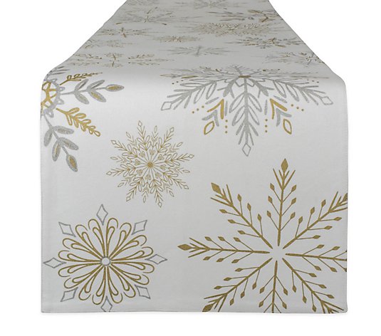 Design Imports Snowflake Sparkle Print Table Runner 14" x 72"