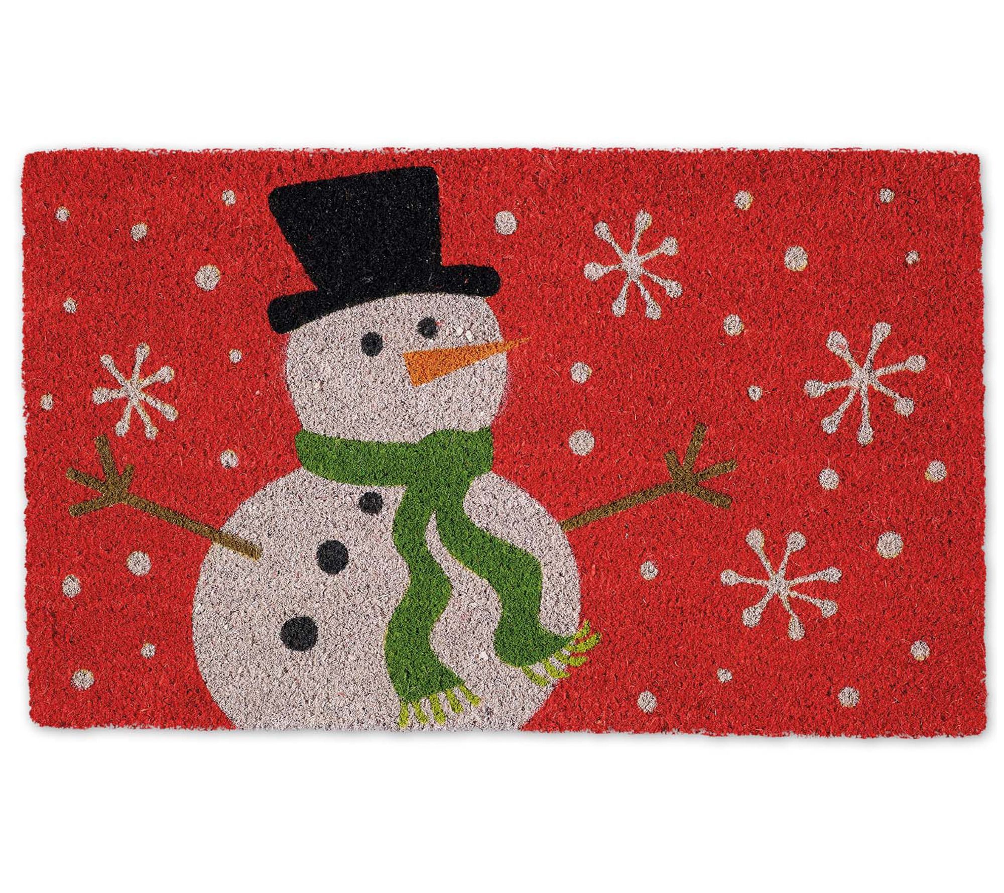  Snowmen Indoor Door Mat, Non-Slip Water Absorbent Entrance Mat  with Durable Rubber Backing, Christmas Trees Rustic Snow Scene Red Plaid  Low-Profile Floor Mat for Home High Traffic Area 24x71 : Patio