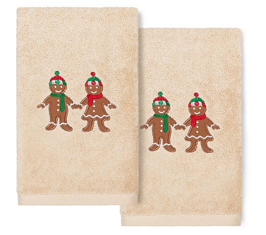Linum Home Textiles Christmas Gingerbread 2-Piece Hand Towels
