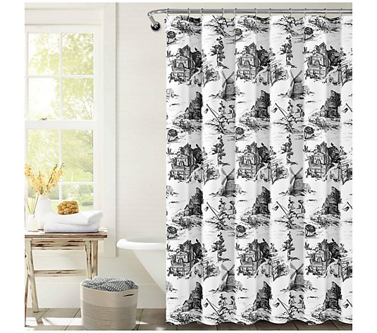 French Country Toile Shower Curtain By, Toile Shower Curtain Black