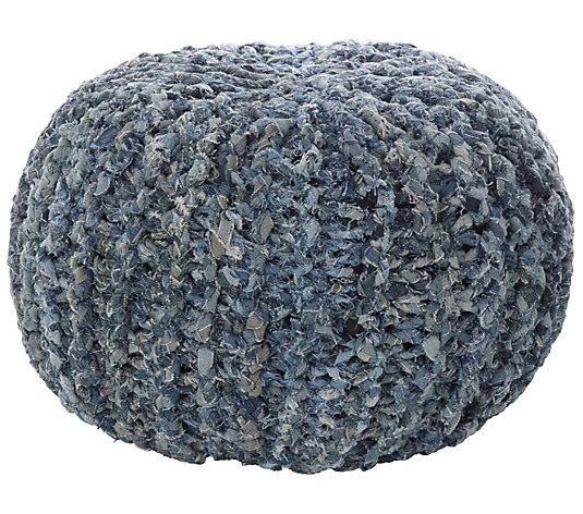 Denim Twisted Rope Pouf Ottoman by Valerie