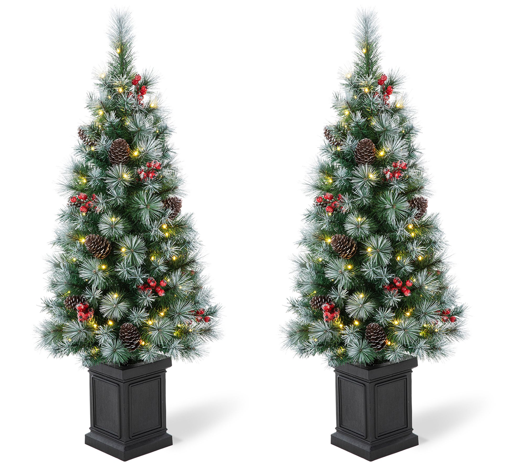 Glitzhome 4ft P re-Lit Pine Art ificial Christm as Porch Tree S