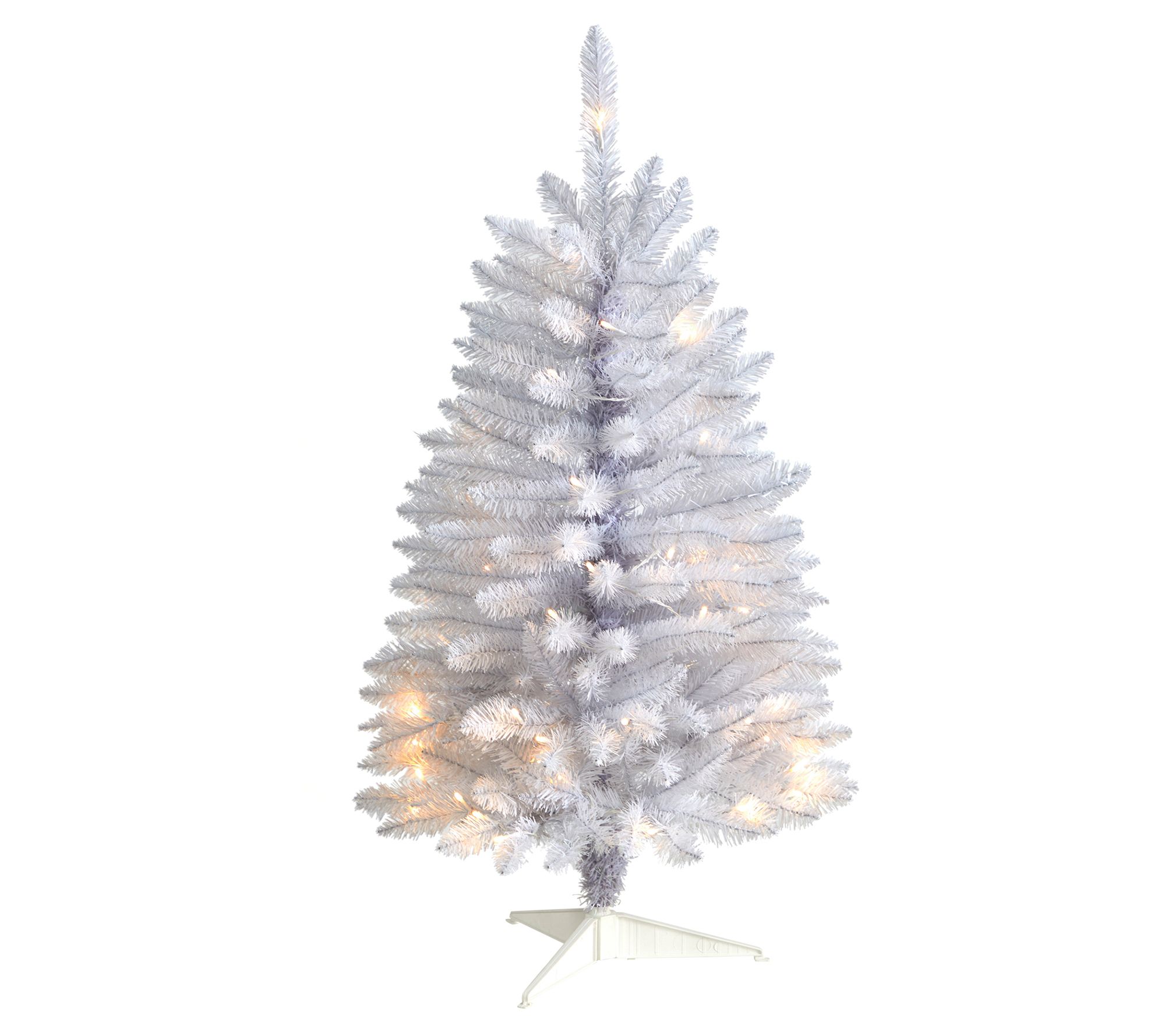 Nearly Natural 3'H Slim White Christmas Tree w/50 Lights