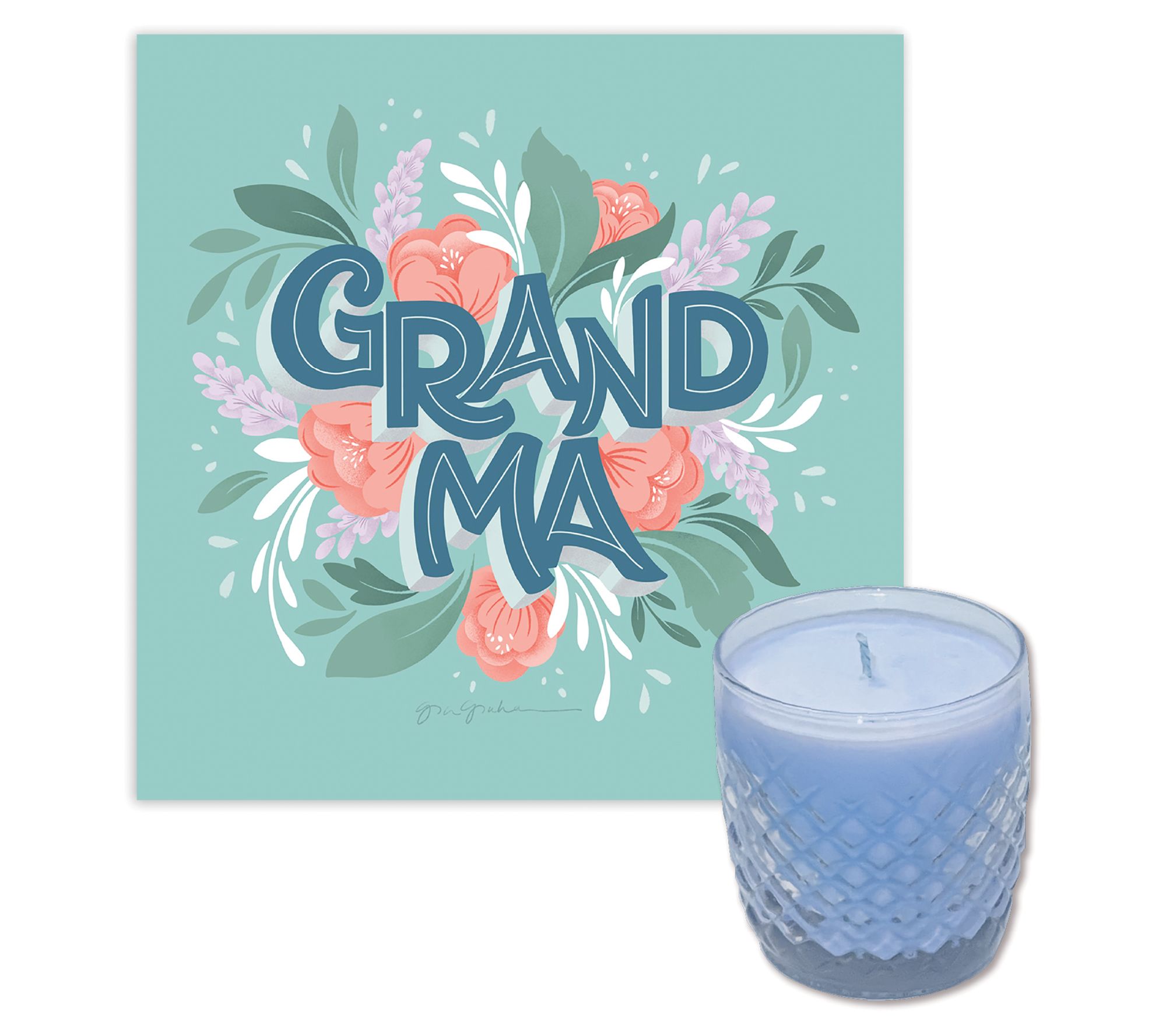 Courtside Grandma 8x8 Art Board & 9 oz Candle Set