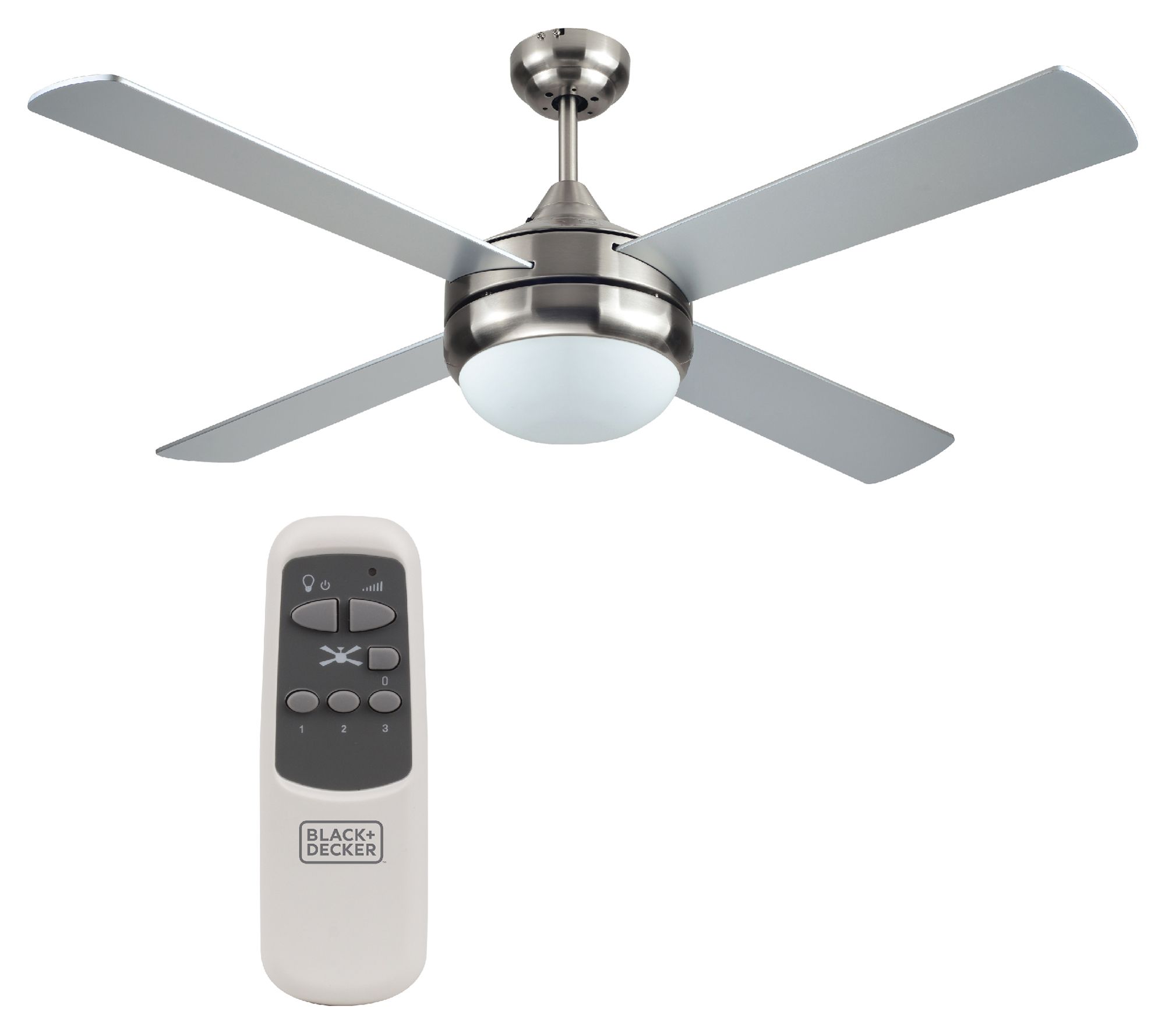 BLACK+DECKER 52" Ceiling Fan with Remote Control, Silver