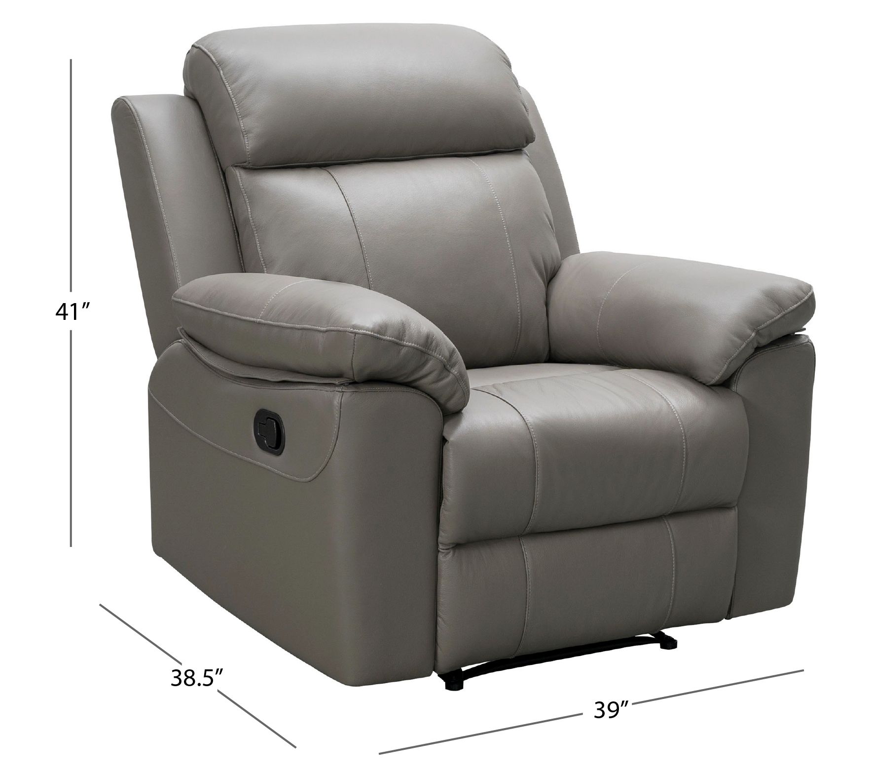 Abbyson Living Braylen Grey Top Grain Leather Manual Recliner