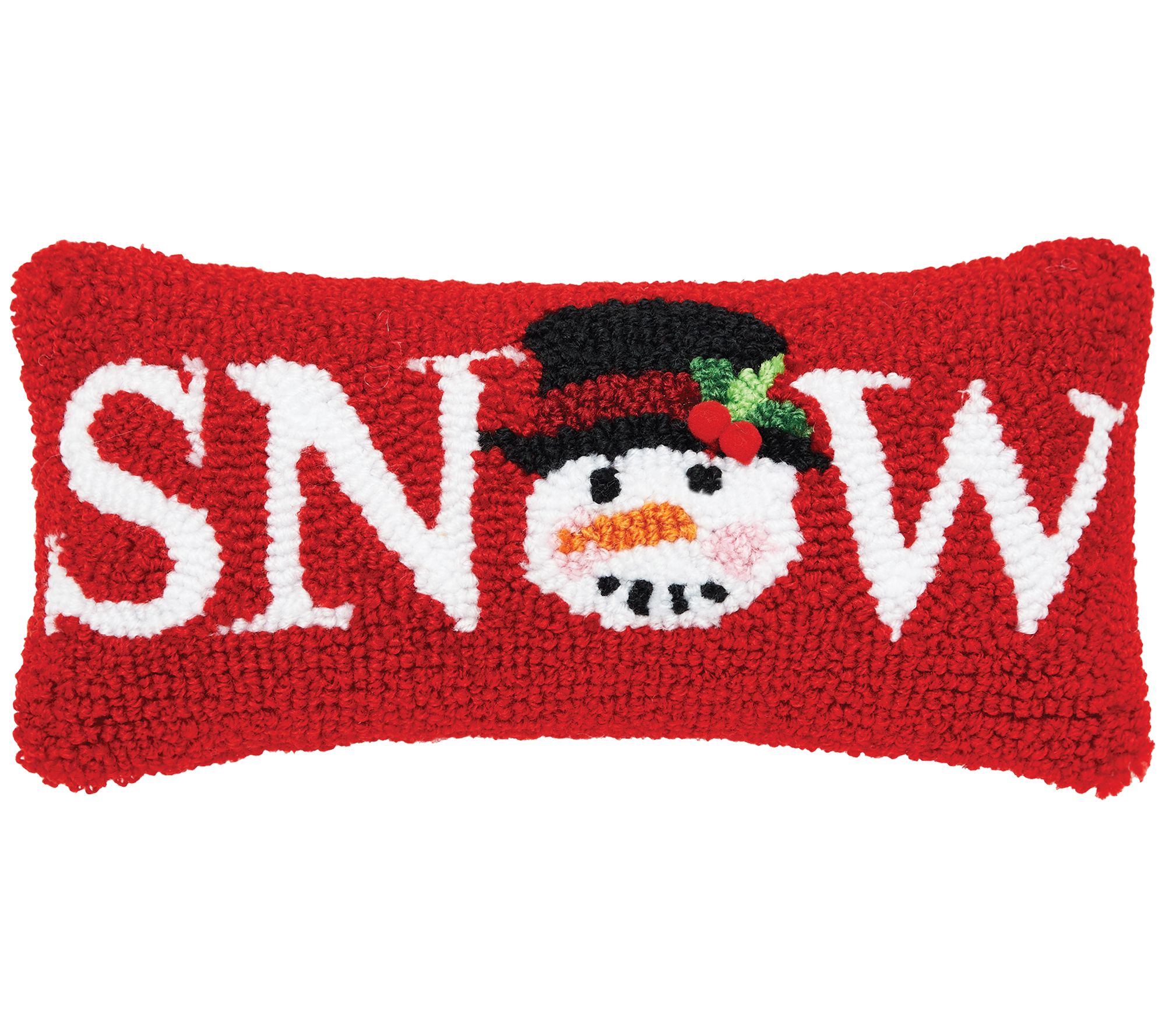Snow Snowman Hooked Throw Pillow by Valerie