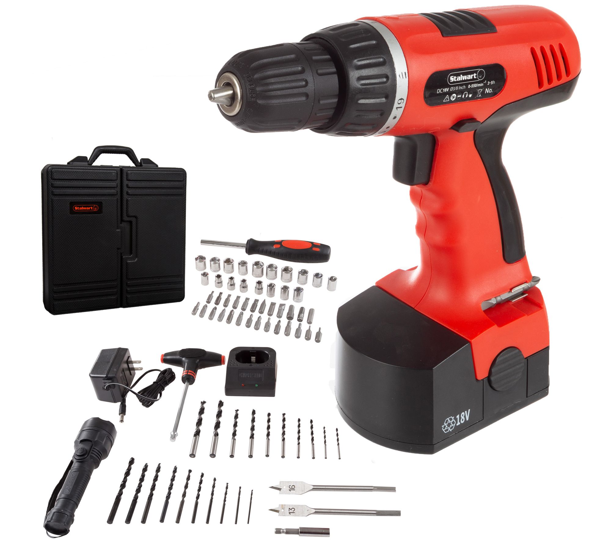 Black & Decker 18V Cordless Drill/Driver with Storage Bag & 75 Accessories  New