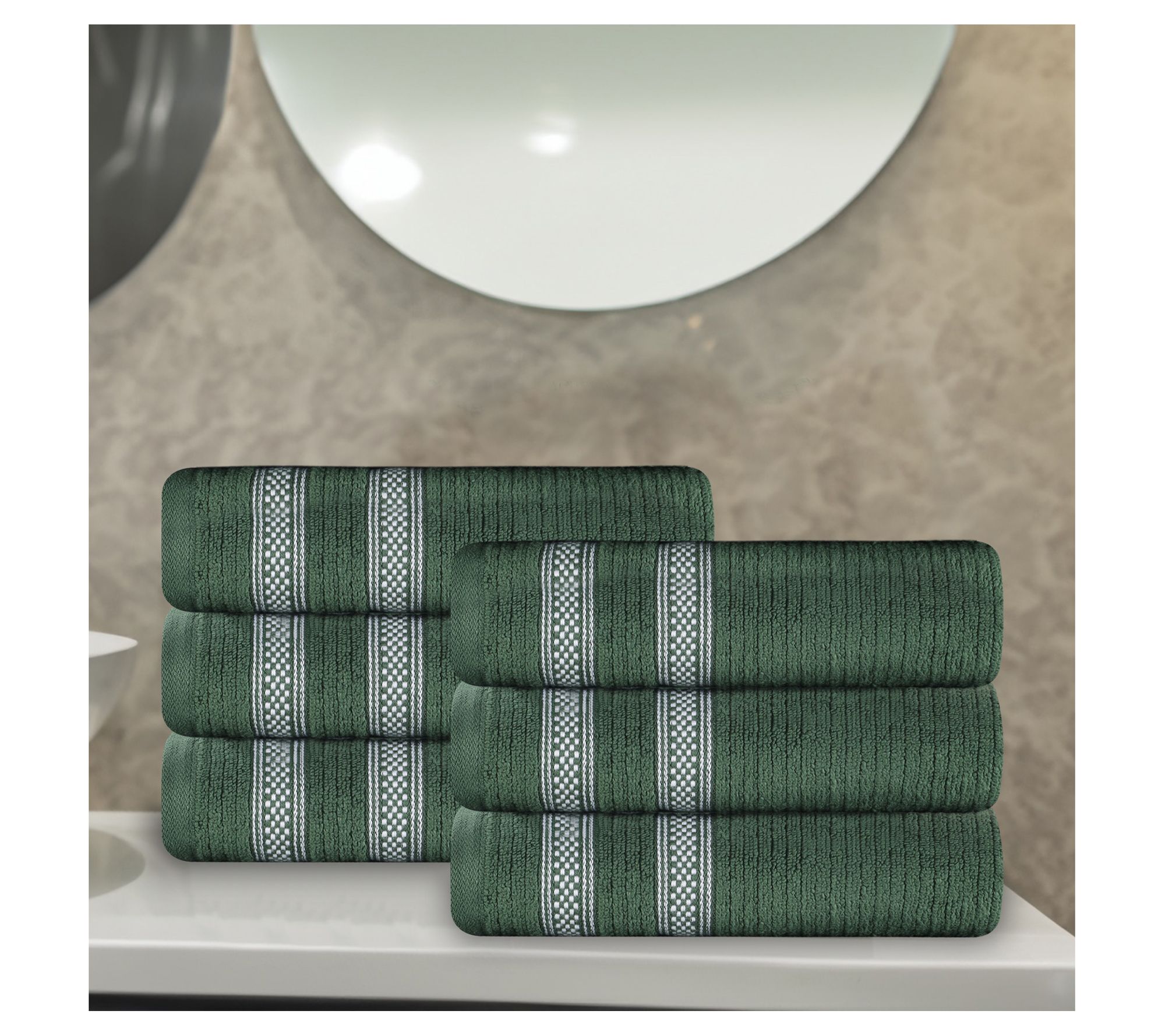 Superior 6pc Soft Zero Twist Cotton Ribbed Plush Hand Towels