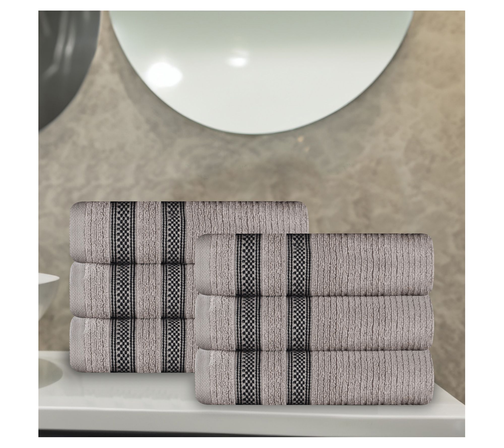 Superior 6pc Soft Zero Twist Cotton Ribbed Plush Hand Towels