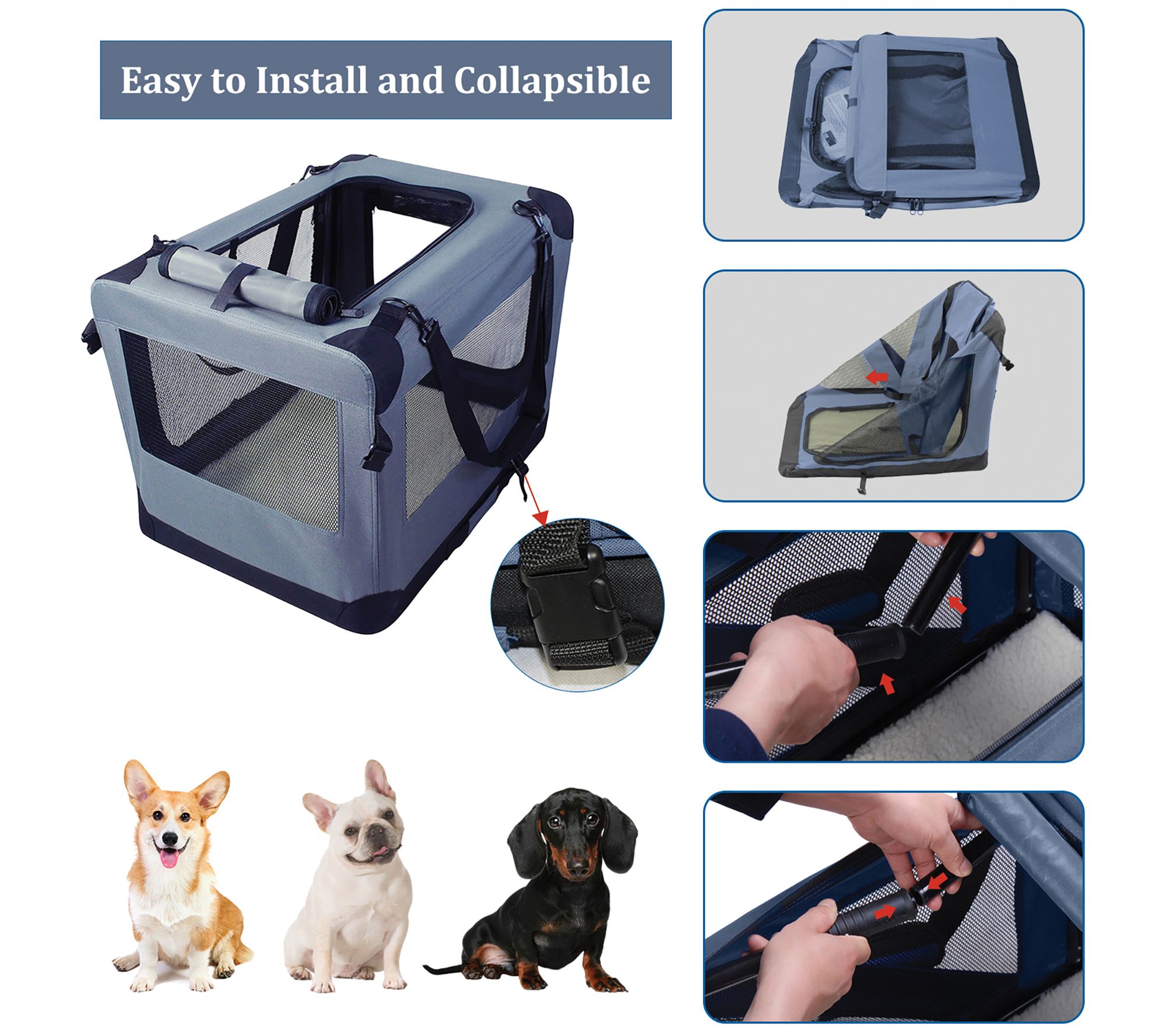 Jespet 3Door SoftSided Folding Travel Pet Crate (Small)