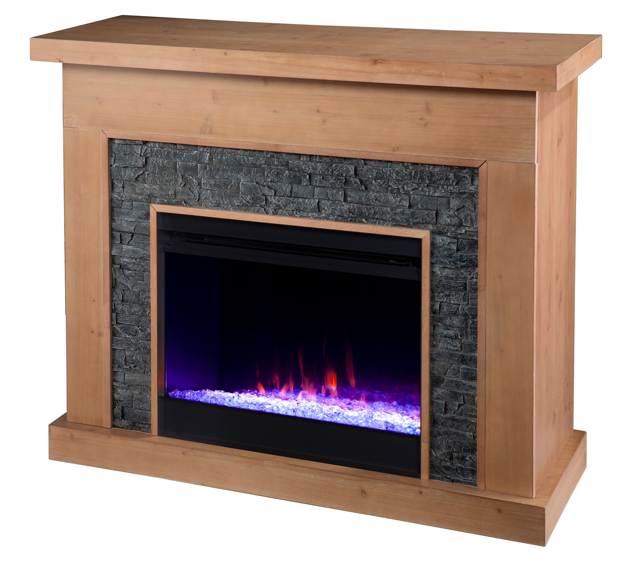 SEI Furniture Standlon Color Changing Fireplace w/ Faux Stone
